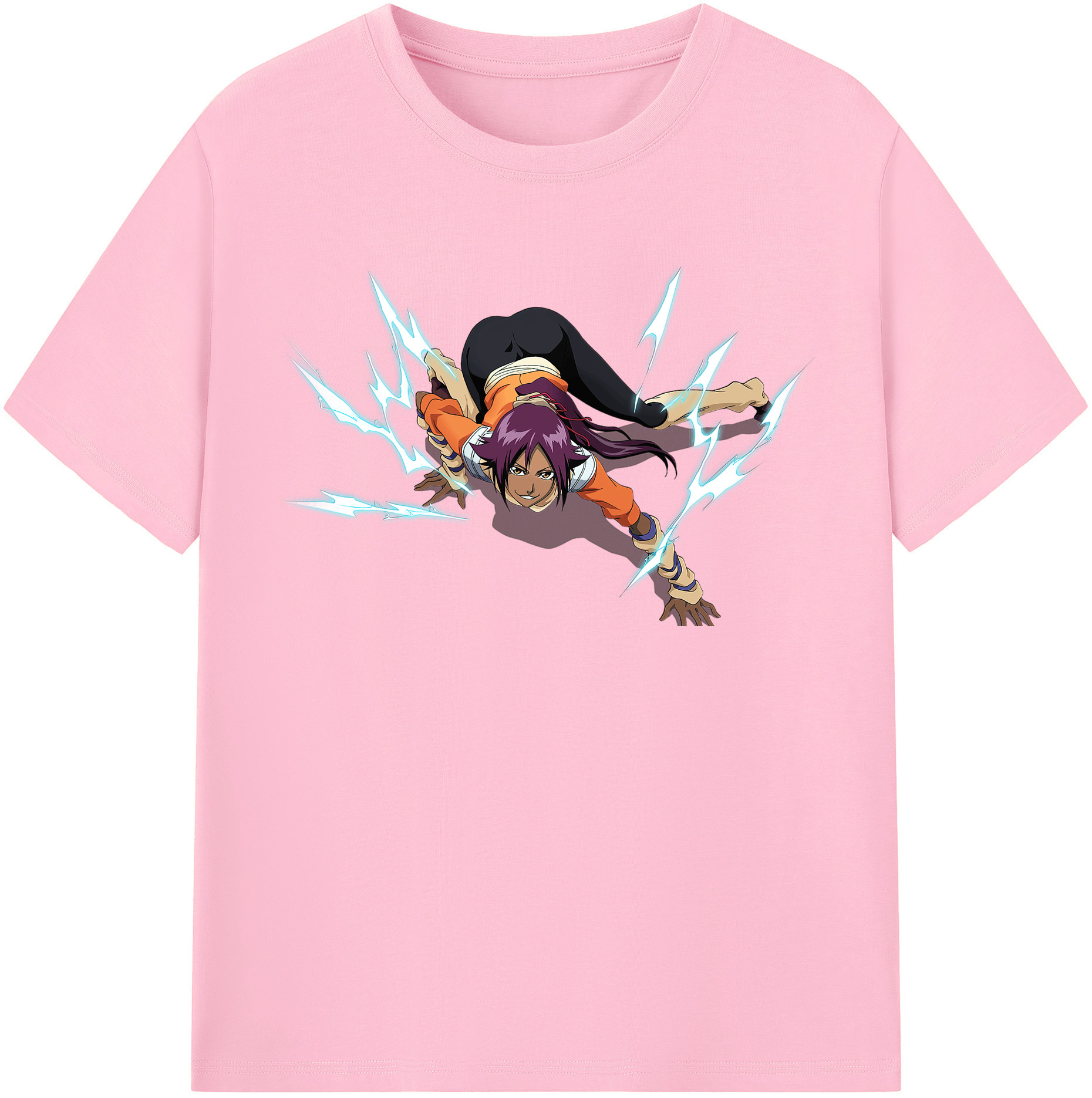 （画像用） ブリーチ 四楓院 夜一（しほういん よるいち） BLEACH Shihouin Yoruichi 綿100％半袖Tシャツ（フロントプリント）