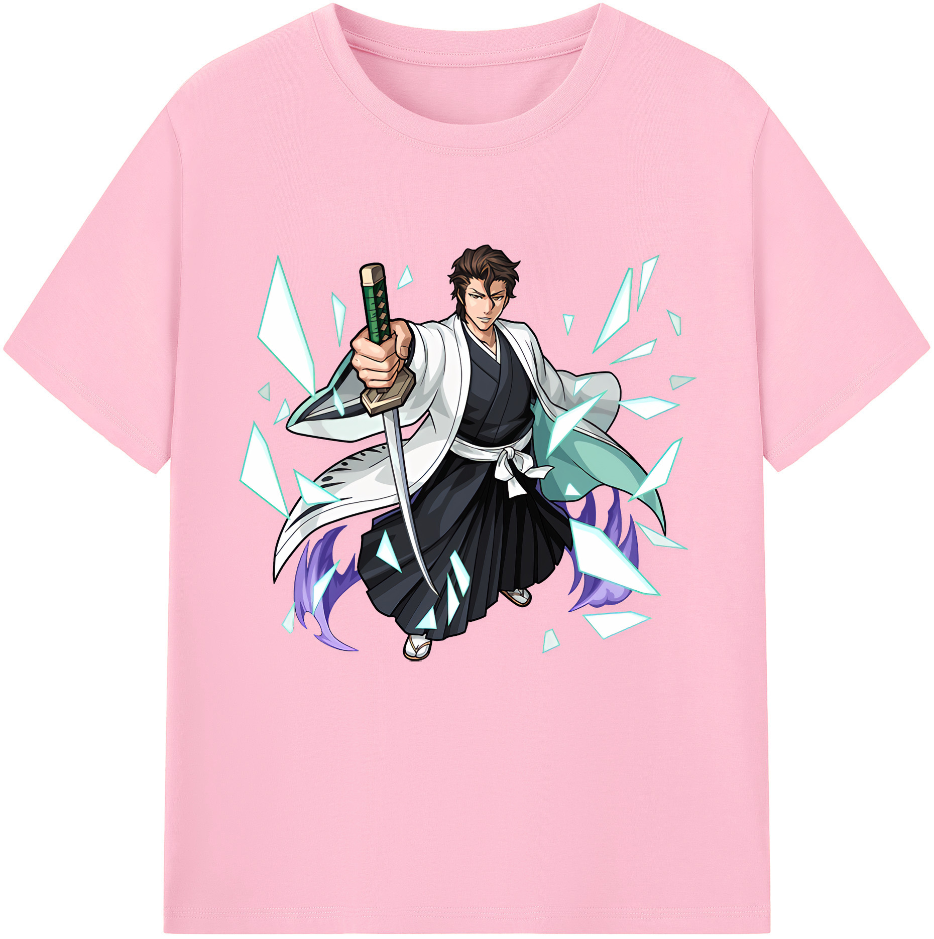 （画像用） ブリーチ 藍染 惣右介（あいぜん そうすけ） BLEACH Aizen Sousuke 綿100％半袖Tシャツ（フロントプリント）