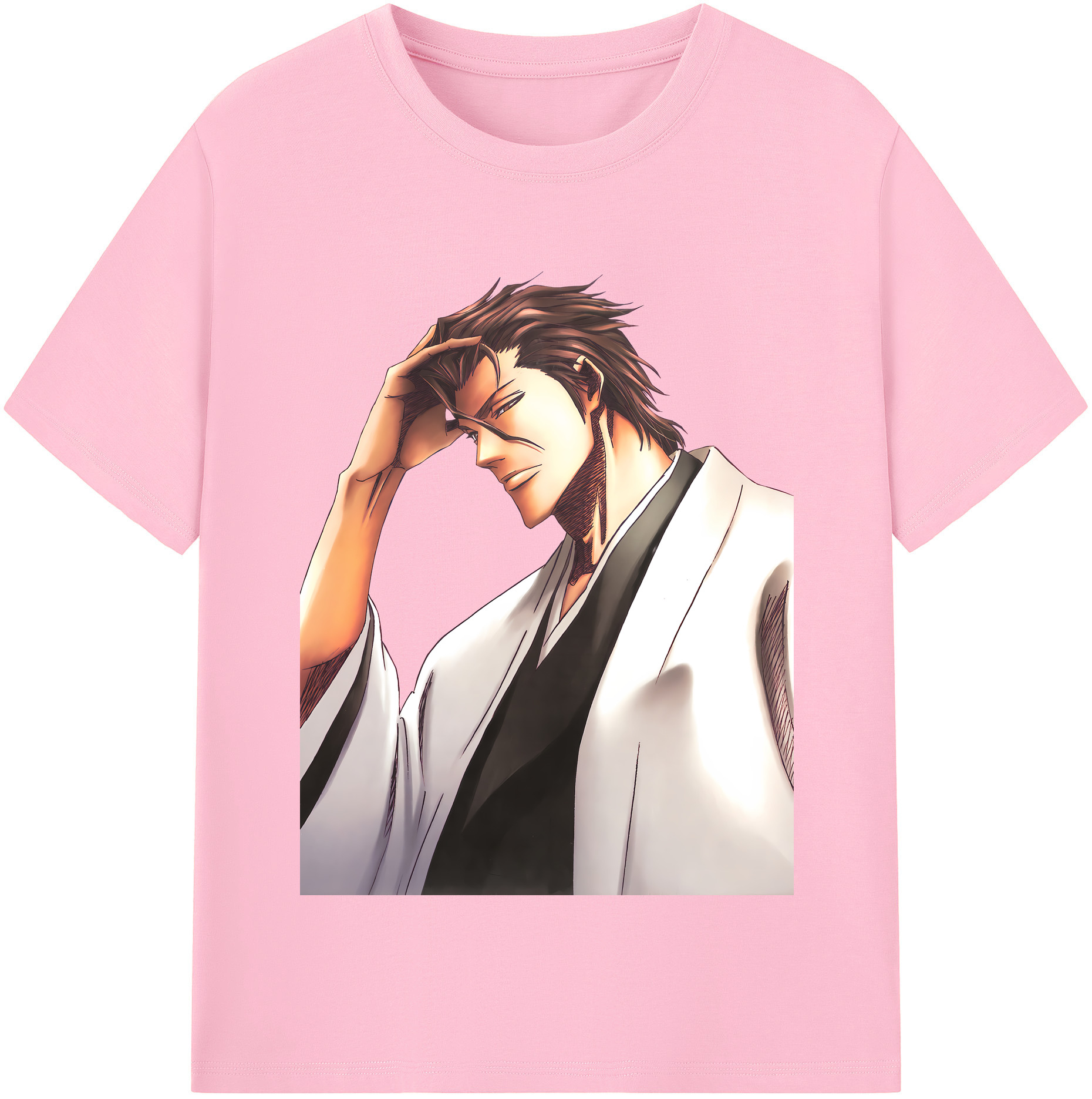 （画像用） ブリーチ 藍染 惣右介（あいぜん そうすけ） BLEACH Aizen Sousuke 綿100％半袖Tシャツ（フロントプリント）