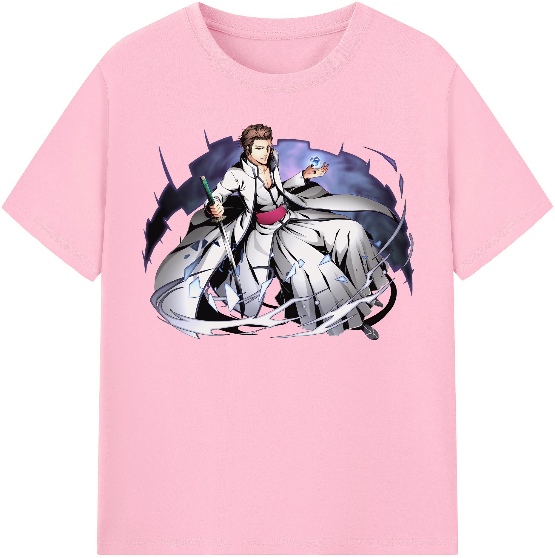 （画像用） ブリーチ 藍染 惣右介（あいぜん そうすけ） BLEACH Aizen Sousuke 綿100％半袖Tシャツ（フロントプリント）
