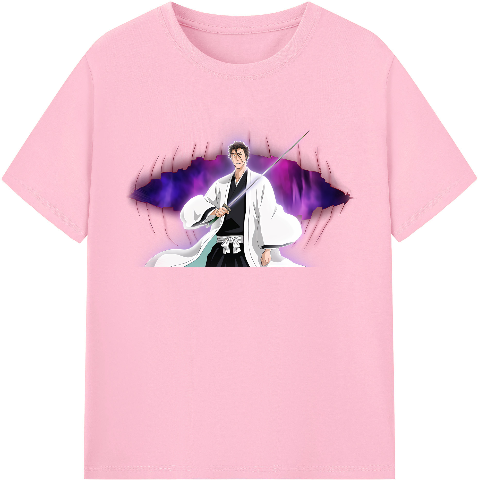 （画像用） ブリーチ 藍染 惣右介（あいぜん そうすけ） BLEACH Aizen Sousuke 綿100％半袖Tシャツ（フロントプリント）