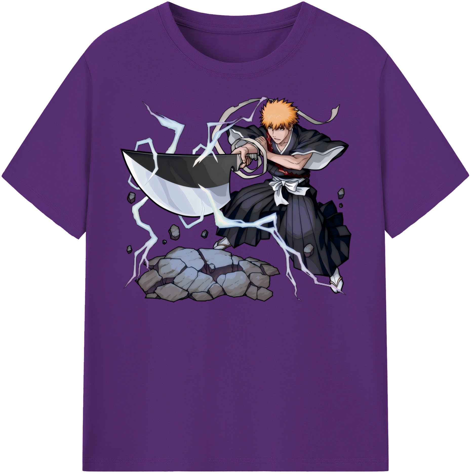 （画像用） ブリーチ 黒崎一護（くろさき いちご）BLEACH Kurosaki Ichigo 綿100％半袖Tシャツ（フロントプリント）