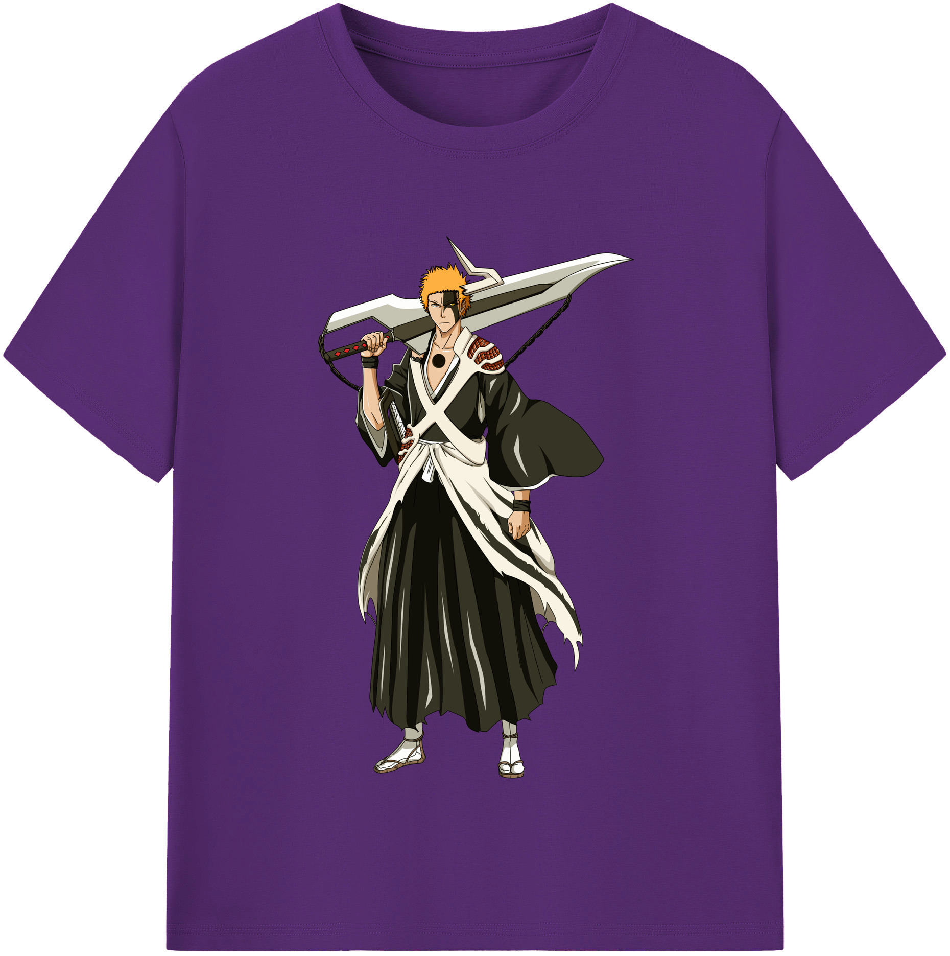（画像用） ブリーチ 黒崎一護（くろさき いちご）BLEACH Kurosaki Ichigo 綿100％半袖Tシャツ（フロントプリント）