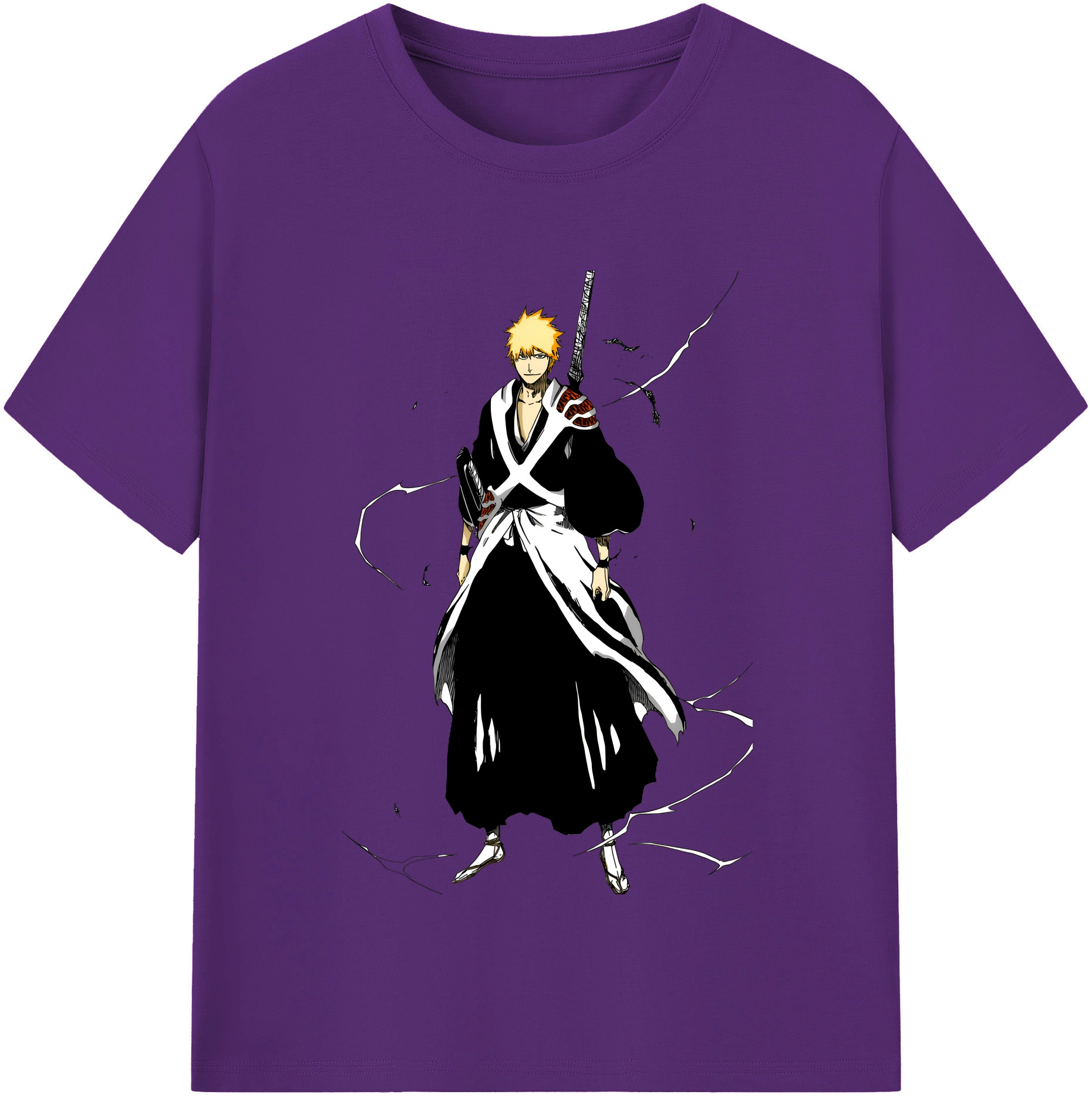 （画像用） ブリーチ 黒崎一護（くろさき いちご）BLEACH Kurosaki Ichigo 綿100％半袖Tシャツ（フロントプリント）