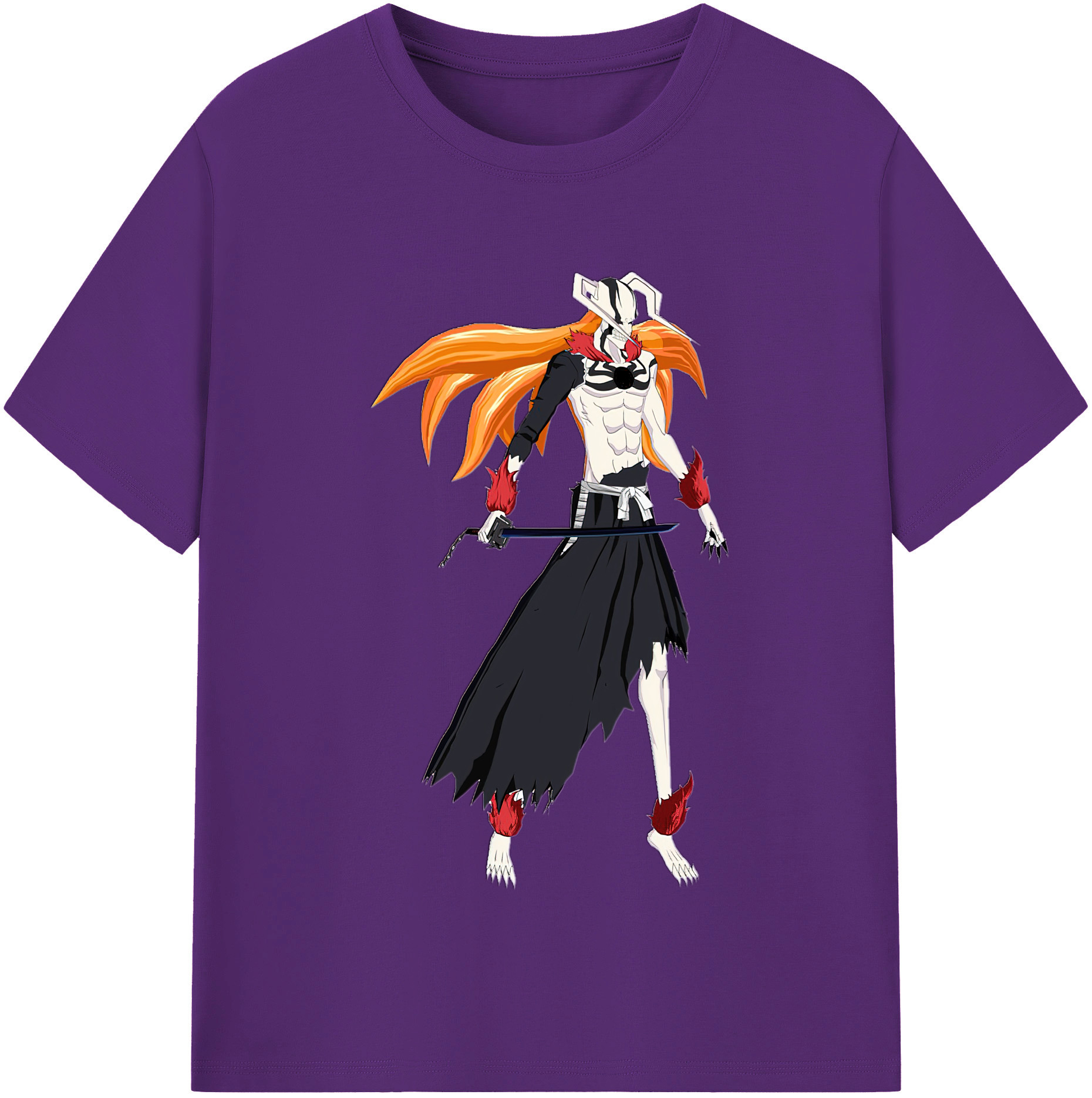 （画像用） ブリーチ 黒崎一護（くろさき いちご）BLEACH Kurosaki Ichigo 綿100％半袖Tシャツ（フロントプリント）