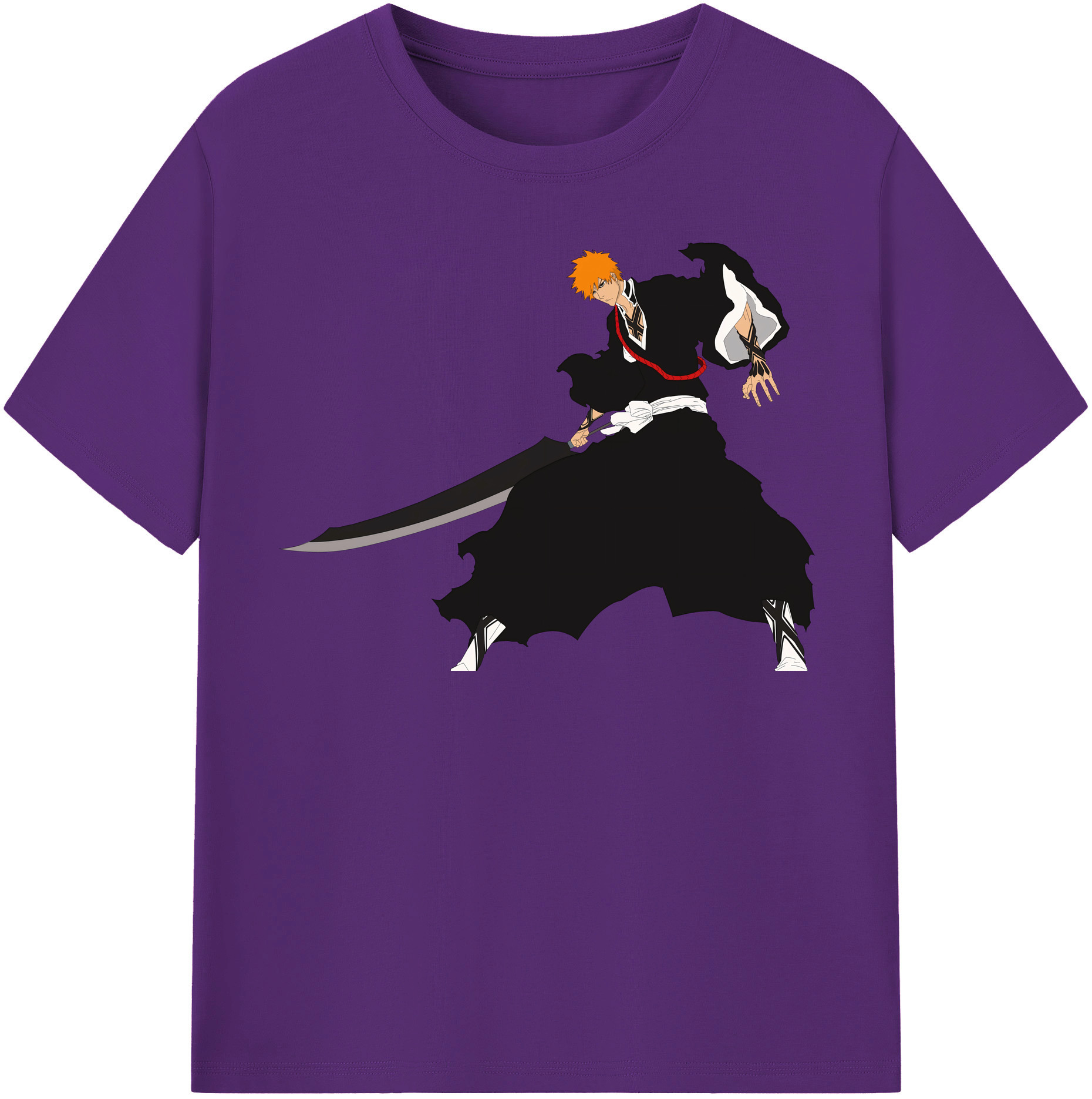 （画像用） ブリーチ 黒崎一護（くろさき いちご）BLEACH Kurosaki Ichigo 綿100％半袖Tシャツ（フロントプリント）