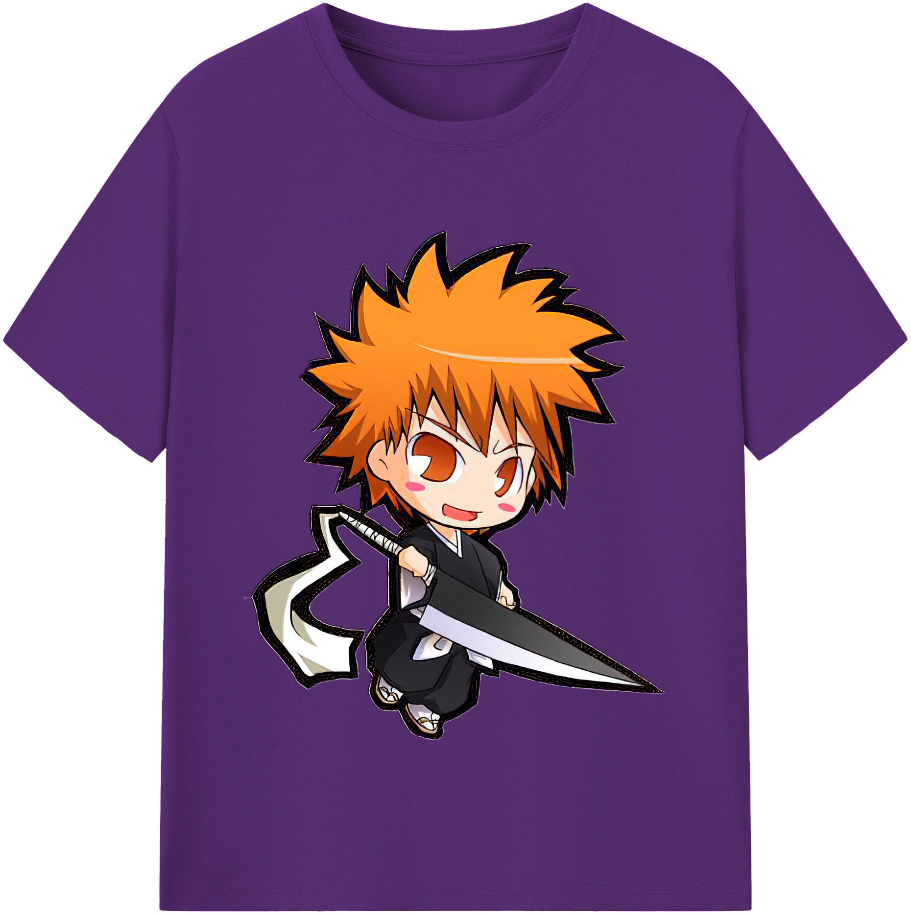 （画像用） ブリーチ 黒崎一護（くろさき いちご）BLEACH Kurosaki Ichigo 綿100％半袖Tシャツ（フロントプリント）