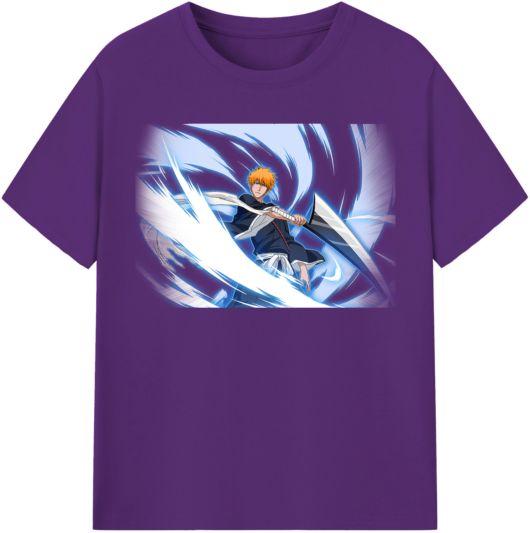 （画像用） ブリーチ 黒崎一護（くろさき いちご）BLEACH Kurosaki Ichigo 綿100％半袖Tシャツ（フロントプリント）