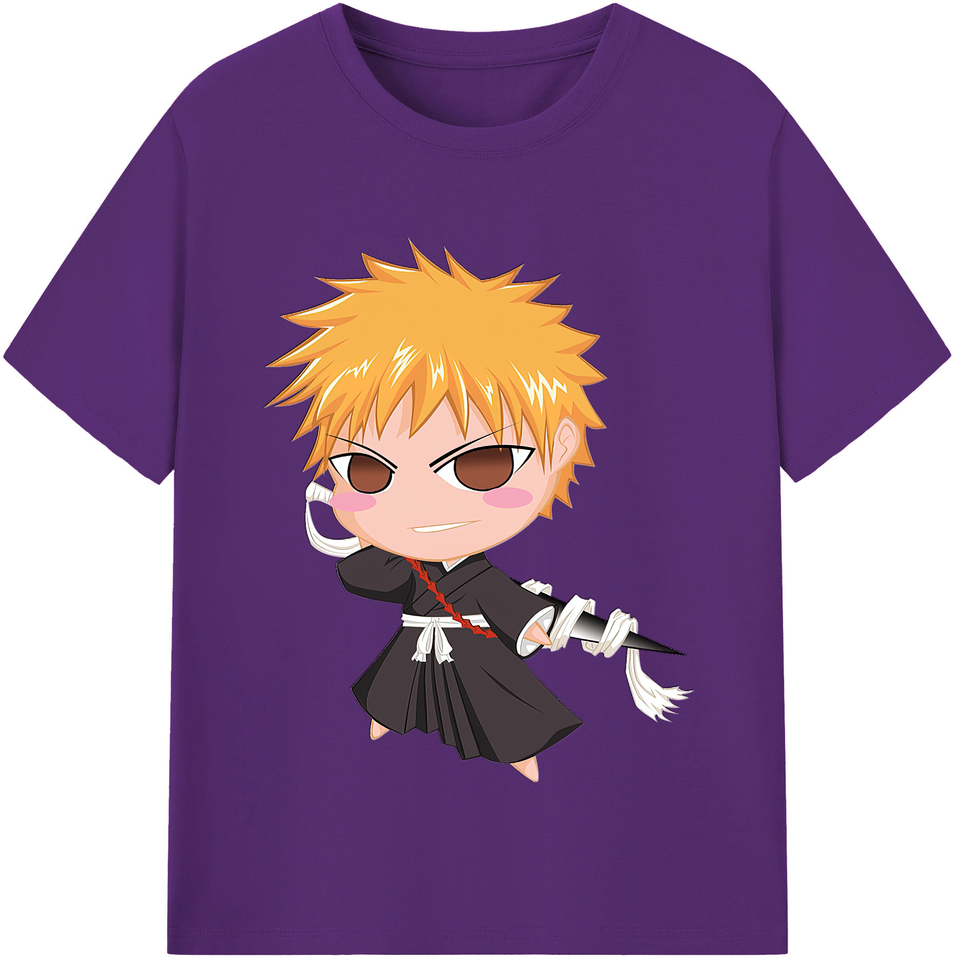 （画像用） ブリーチ 黒崎一護（くろさき いちご）BLEACH Kurosaki Ichigo 綿100％半袖Tシャツ（フロントプリント）