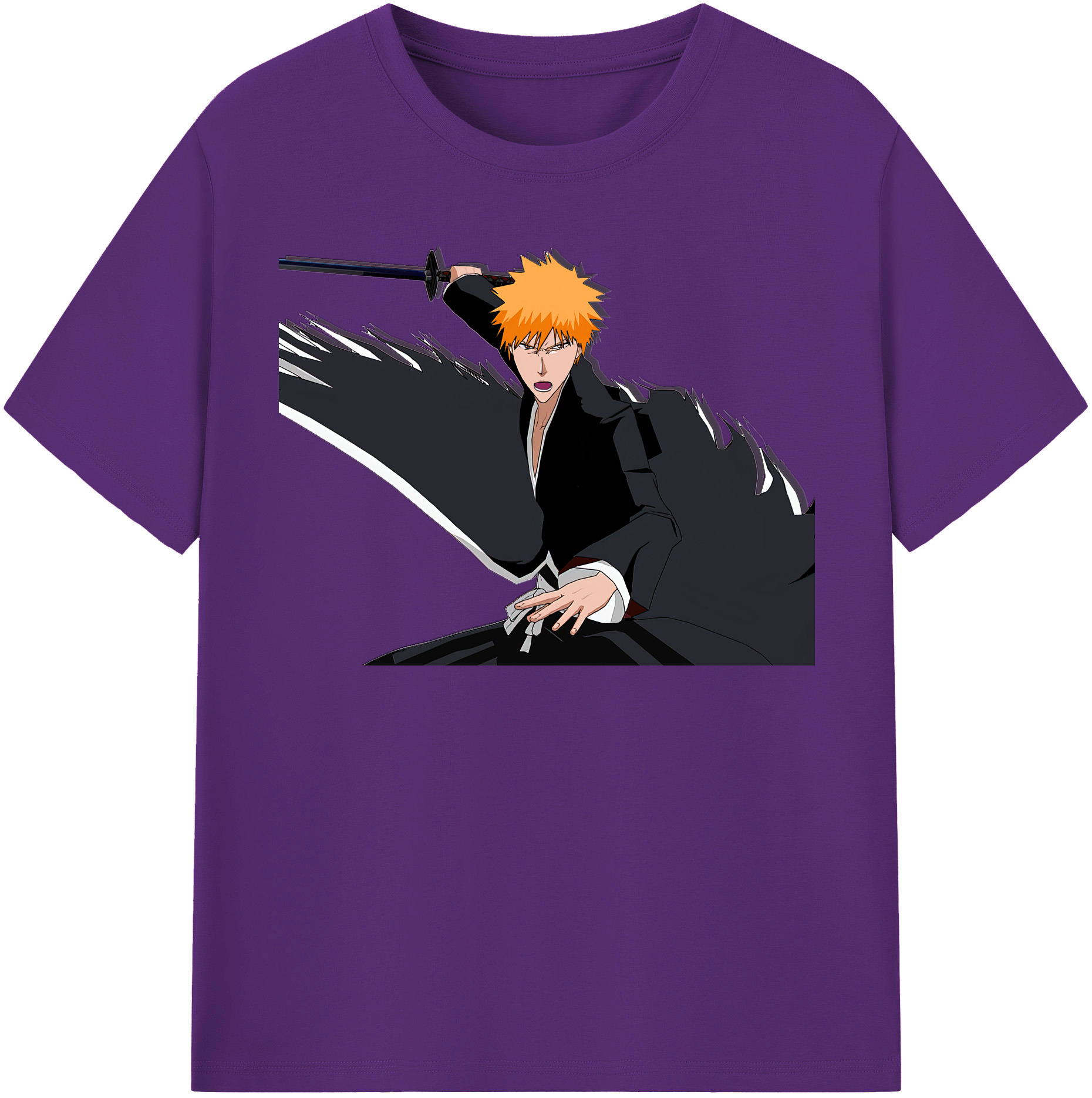 （画像用） ブリーチ 黒崎一護（くろさき いちご）BLEACH Kurosaki Ichigo 綿100％半袖Tシャツ（フロントプリント）