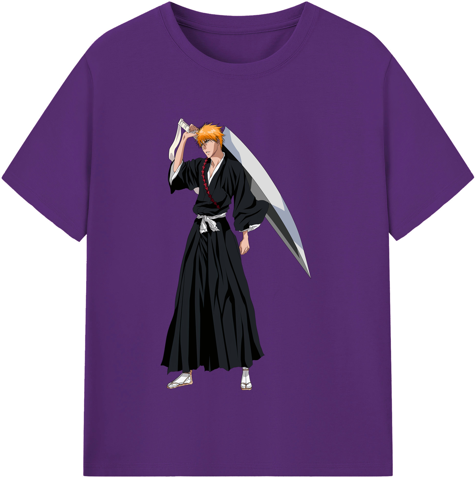 （画像用） ブリーチ 黒崎一護（くろさき いちご）BLEACH Kurosaki Ichigo 綿100％半袖Tシャツ（フロントプリント）