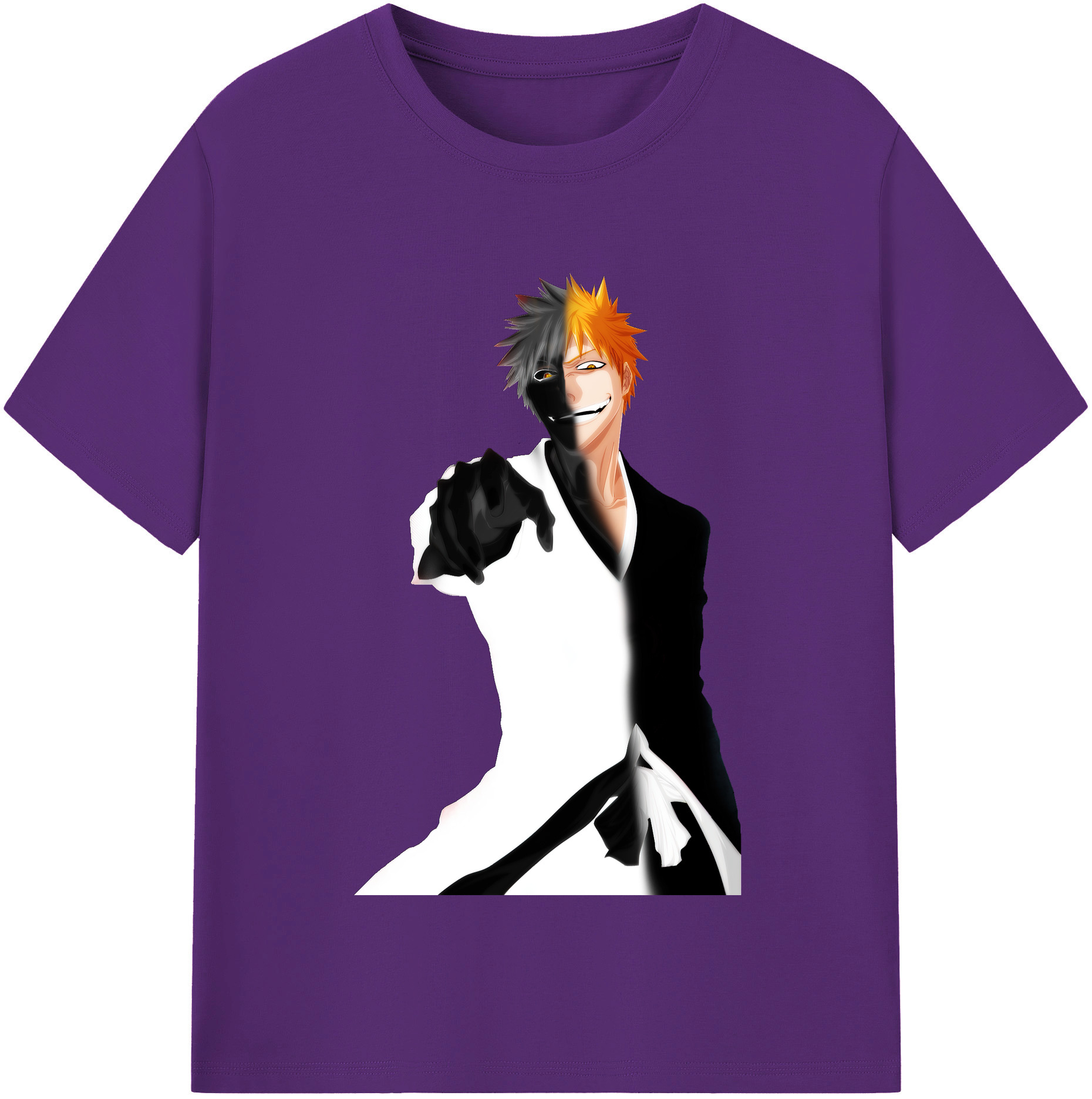 （画像用） ブリーチ 黒崎一護（くろさき いちご）BLEACH Kurosaki Ichigo 綿100％半袖Tシャツ（フロントプリント）