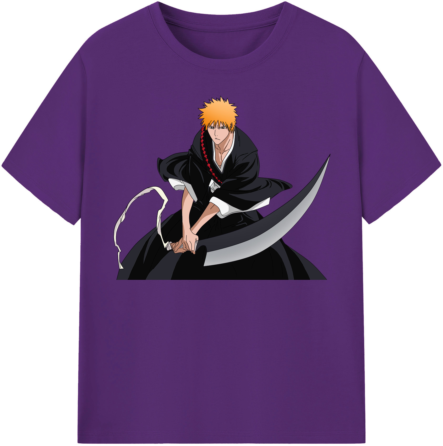 （画像用） ブリーチ 黒崎一護（くろさき いちご）BLEACH Kurosaki Ichigo 綿100％半袖Tシャツ（フロントプリント）
