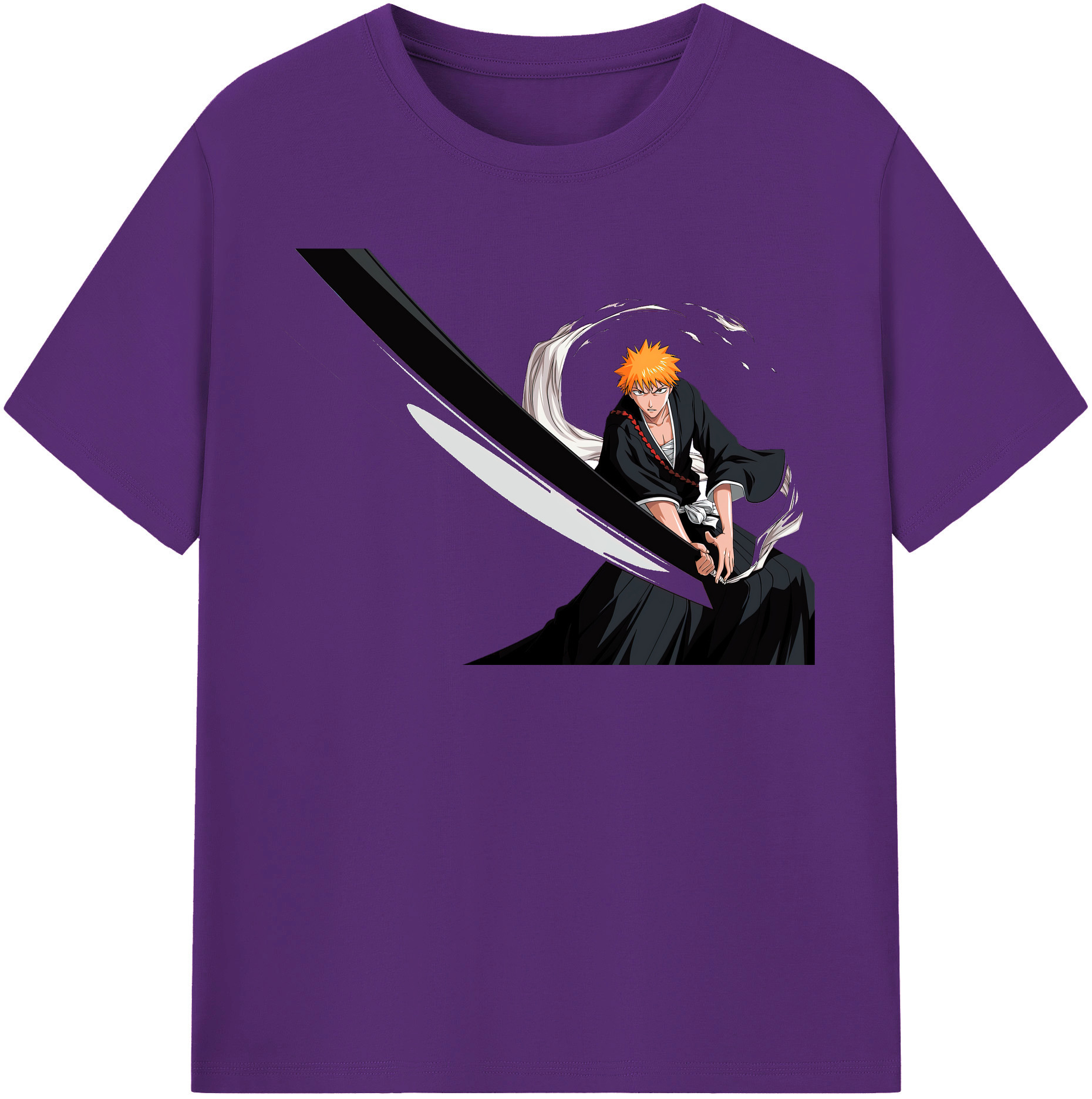 （画像用） ブリーチ 黒崎一護（くろさき いちご）BLEACH Kurosaki Ichigo 綿100％半袖Tシャツ（フロントプリント）