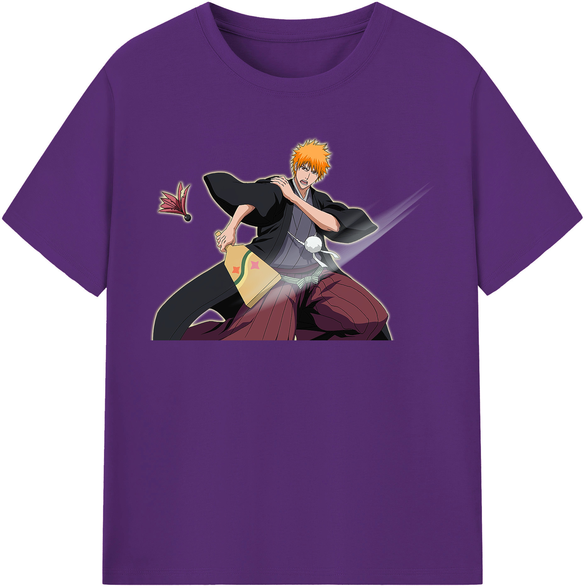 （画像用） ブリーチ 黒崎一護（くろさき いちご）BLEACH Kurosaki Ichigo 綿100％半袖Tシャツ（フロントプリント）