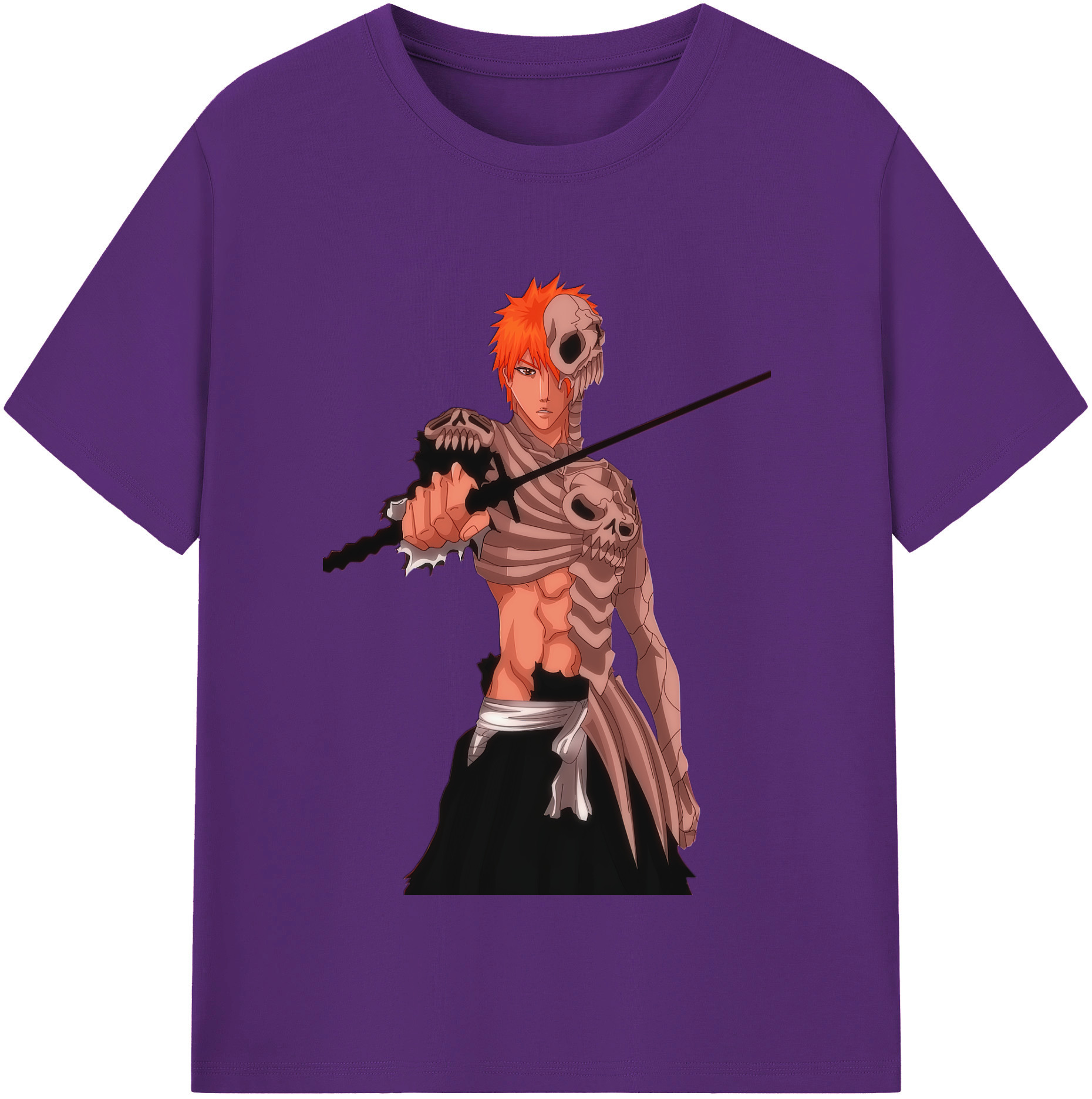 （画像用） ブリーチ 黒崎一護（くろさき いちご）BLEACH Kurosaki Ichigo 綿100％半袖Tシャツ（フロントプリント）