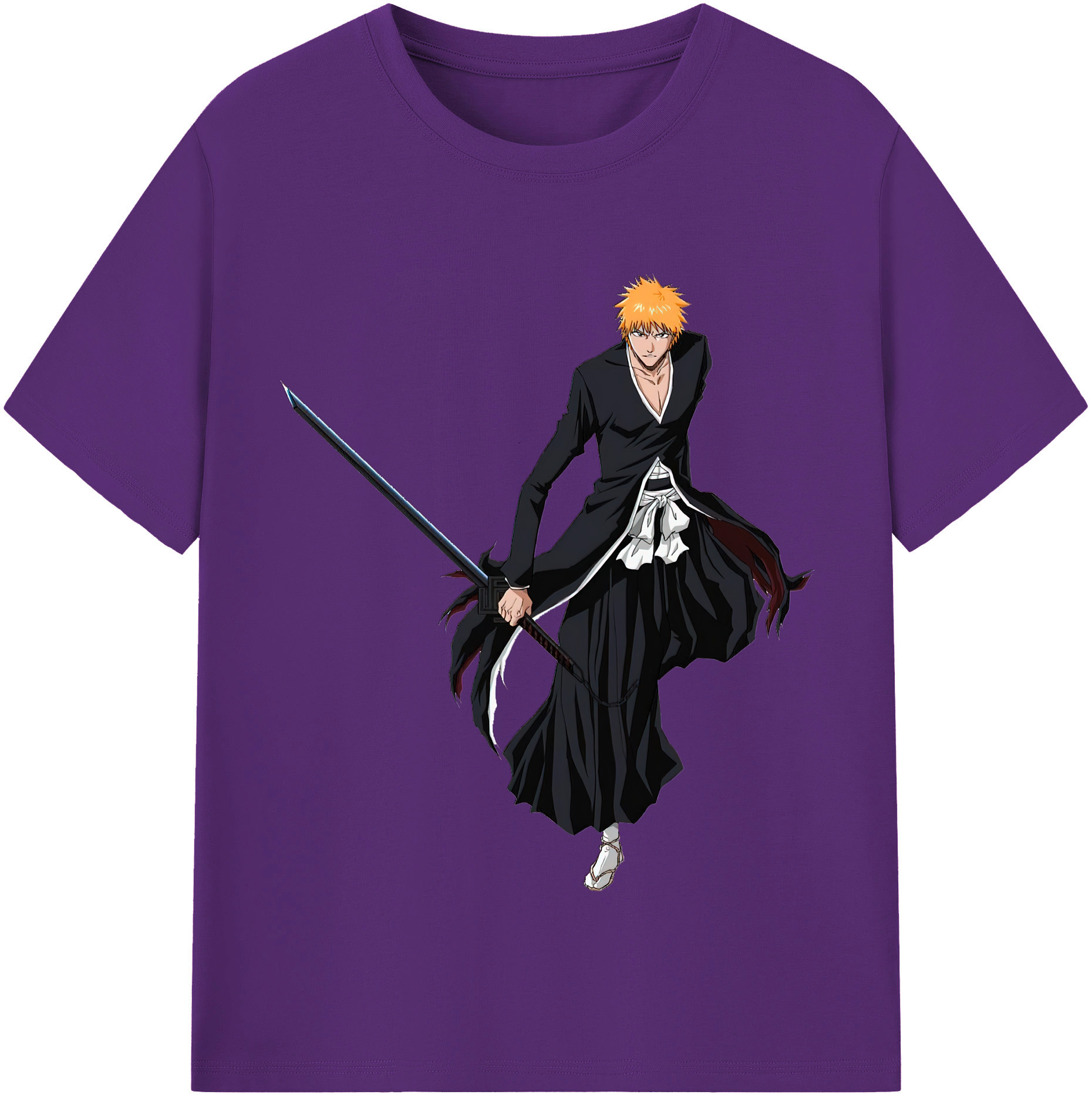 （画像用） ブリーチ 黒崎一護（くろさき いちご）BLEACH Kurosaki Ichigo 綿100％半袖Tシャツ（フロントプリント）