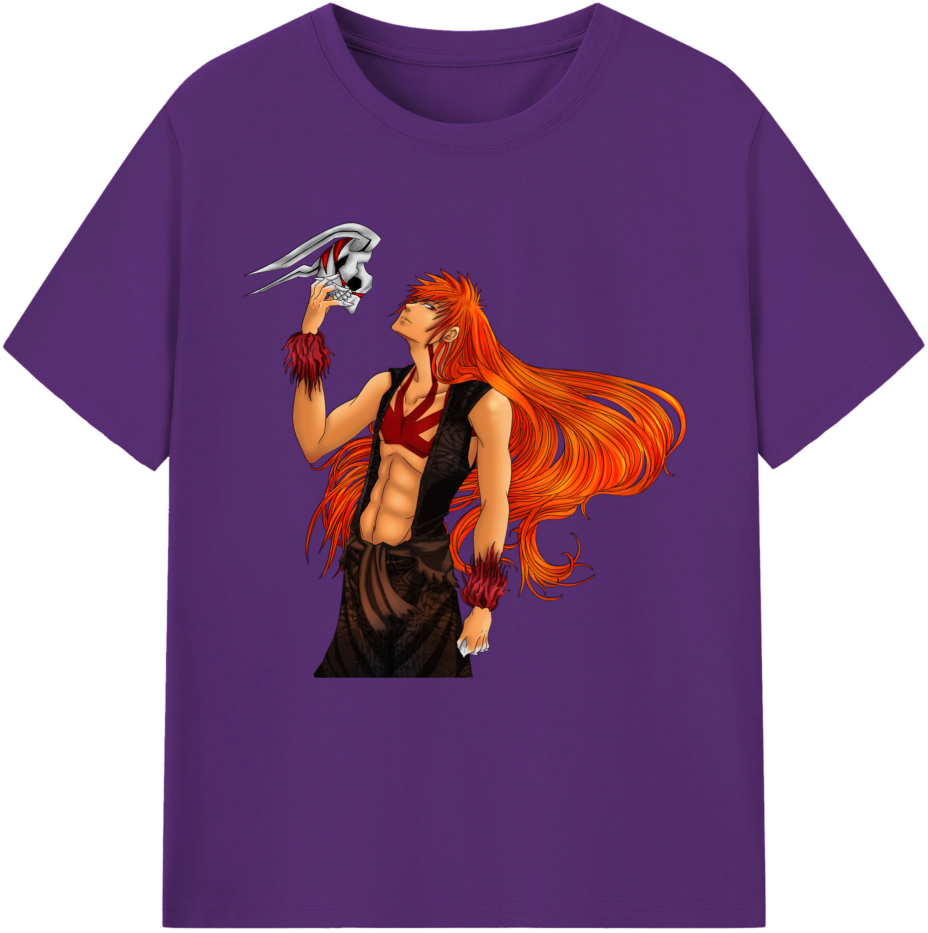 （画像用） ブリーチ 黒崎一護（くろさき いちご）BLEACH Kurosaki Ichigo 綿100％半袖Tシャツ（フロントプリント）