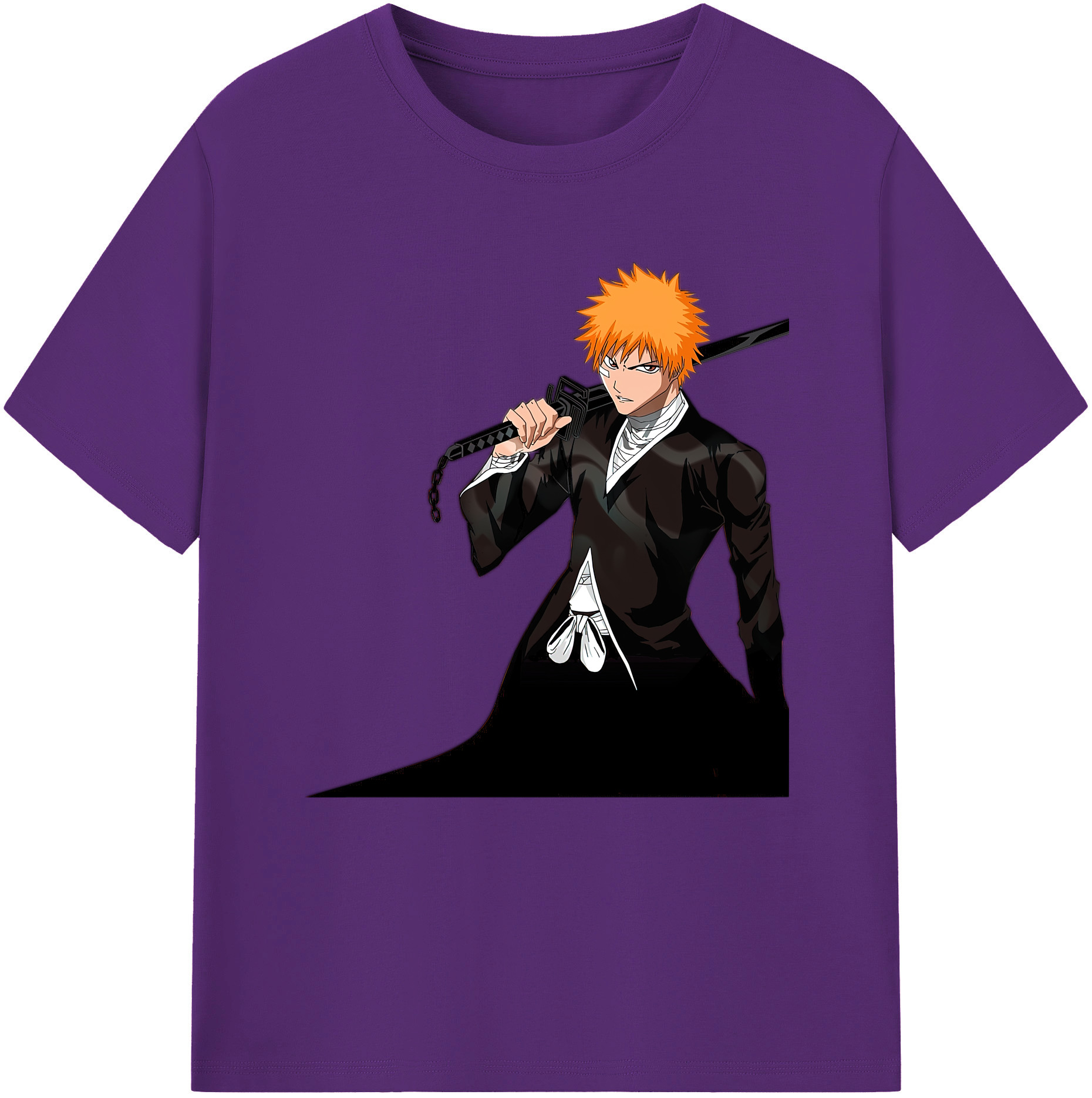 （画像用） ブリーチ 黒崎一護（くろさき いちご）BLEACH Kurosaki Ichigo 綿100％半袖Tシャツ（フロントプリント）
