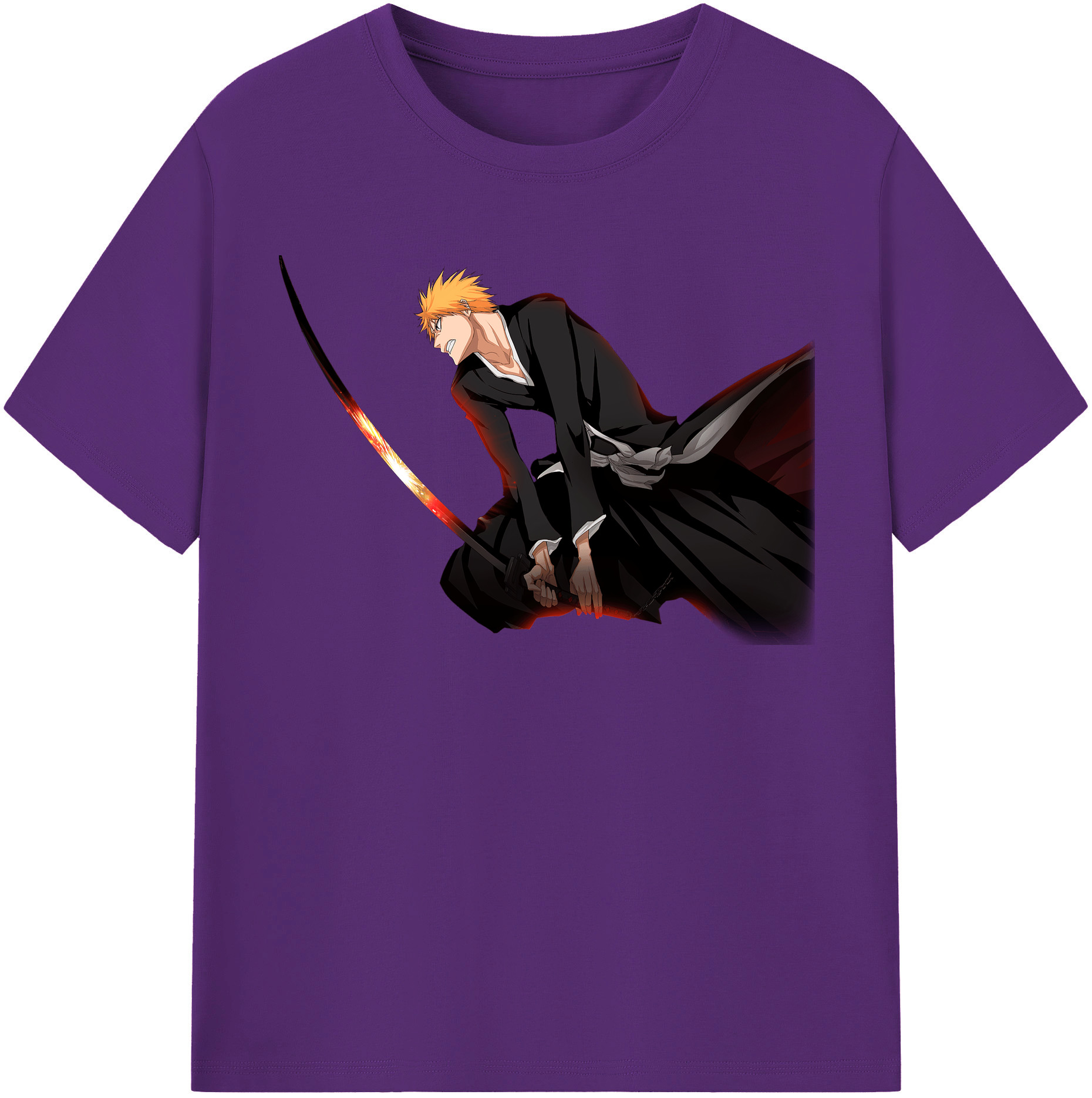（画像用） ブリーチ 黒崎一護（くろさき いちご）BLEACH Kurosaki Ichigo 綿100％半袖Tシャツ（フロントプリント）