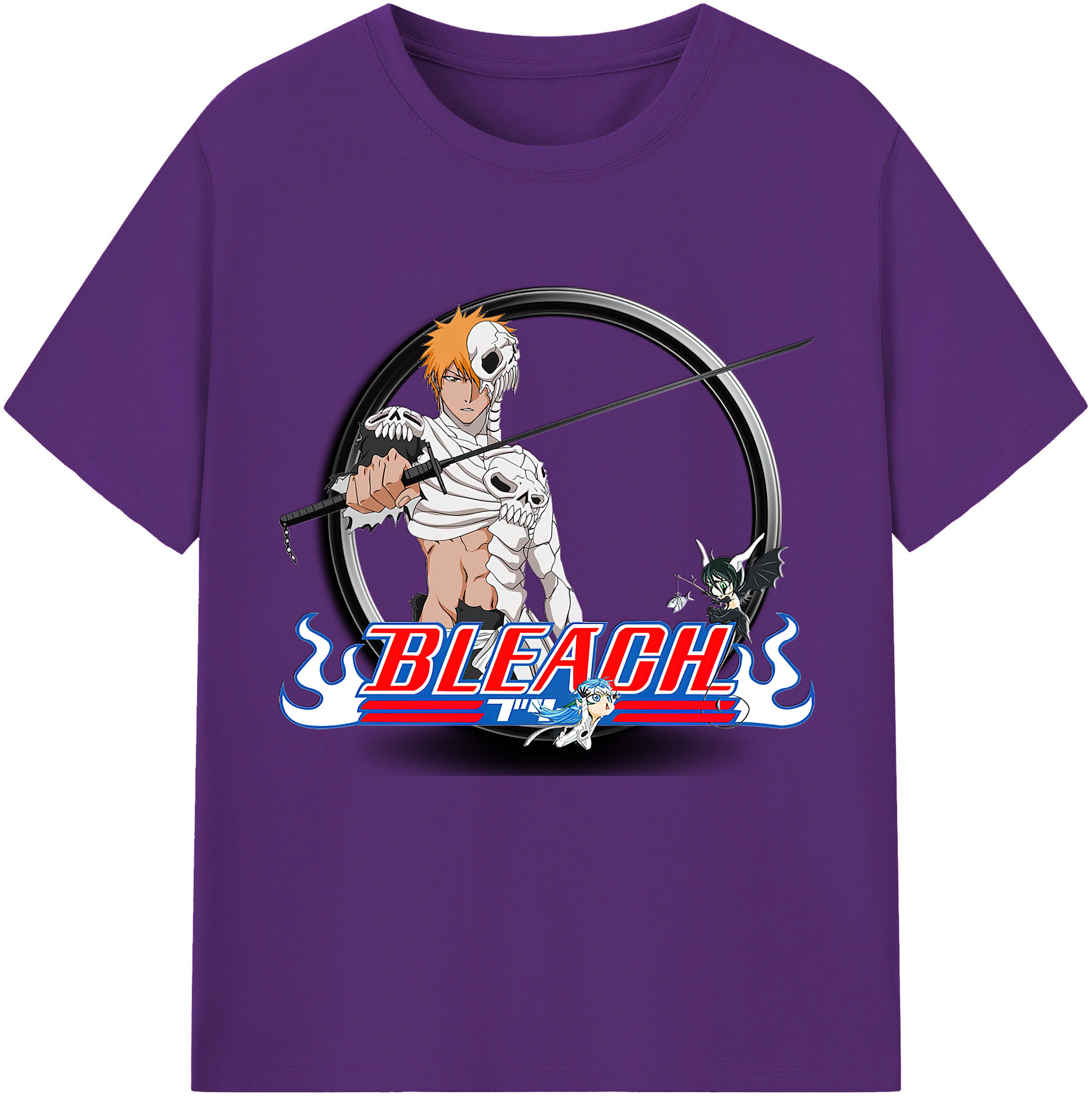 （画像用） ブリーチ 黒崎一護（くろさき いちご）BLEACH Kurosaki Ichigo 綿100％半袖Tシャツ（フロントプリント）