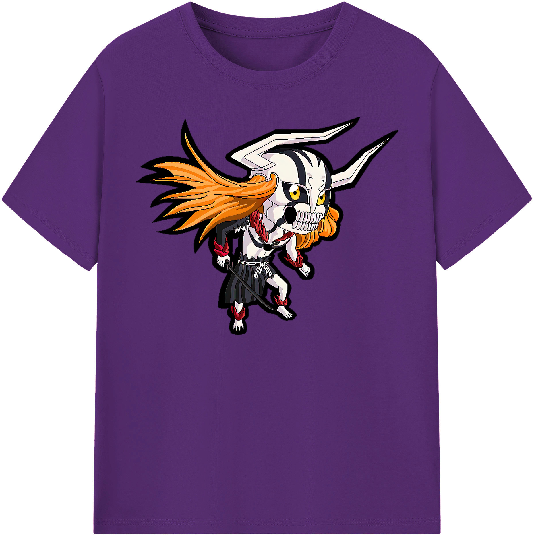 （画像用） ブリーチ 黒崎一護（くろさき いちご）BLEACH Kurosaki Ichigo 綿100％半袖Tシャツ（フロントプリント）