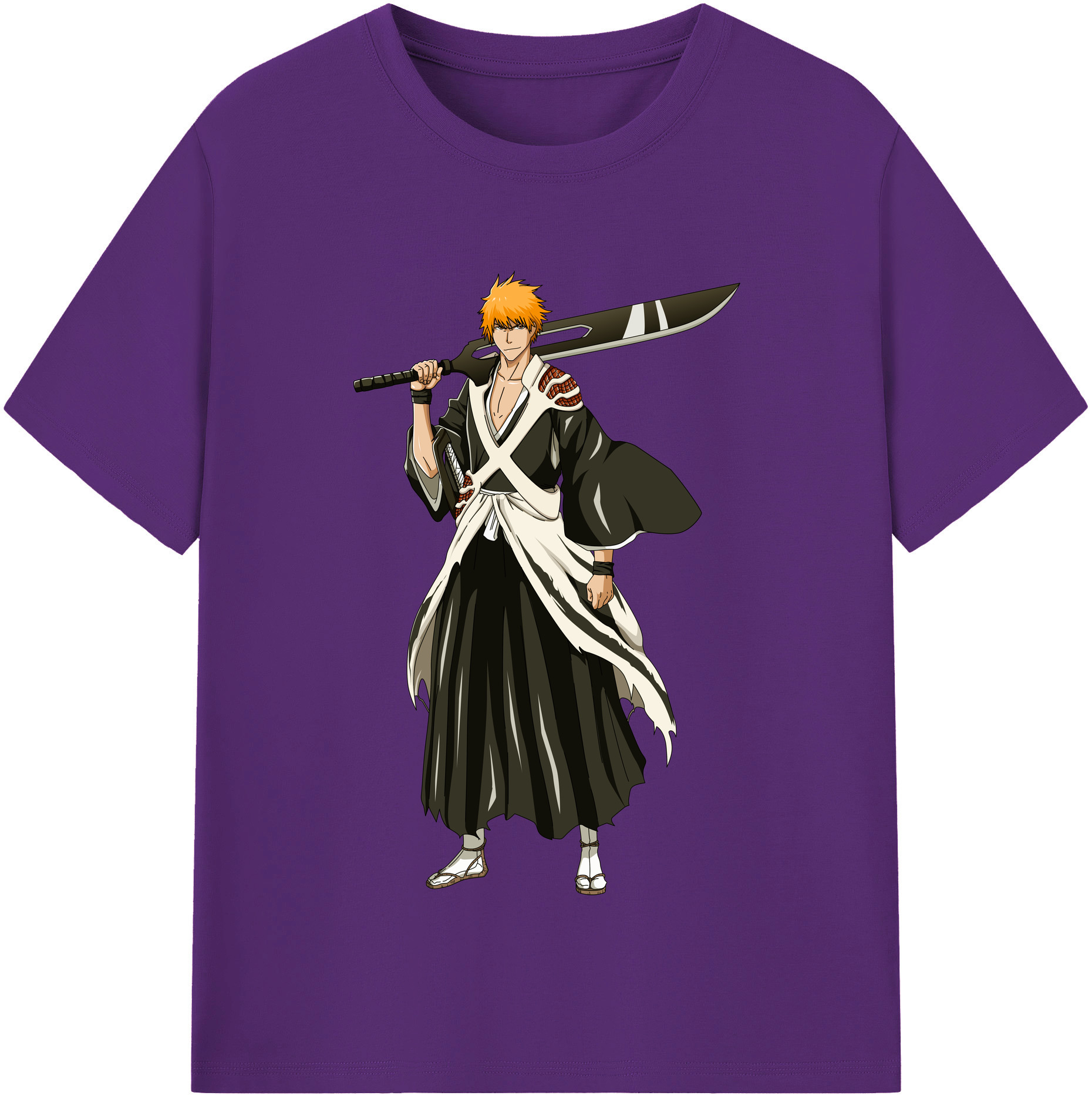 （画像用） ブリーチ 黒崎一護（くろさき いちご）BLEACH Kurosaki Ichigo 綿100％半袖Tシャツ（フロントプリント）