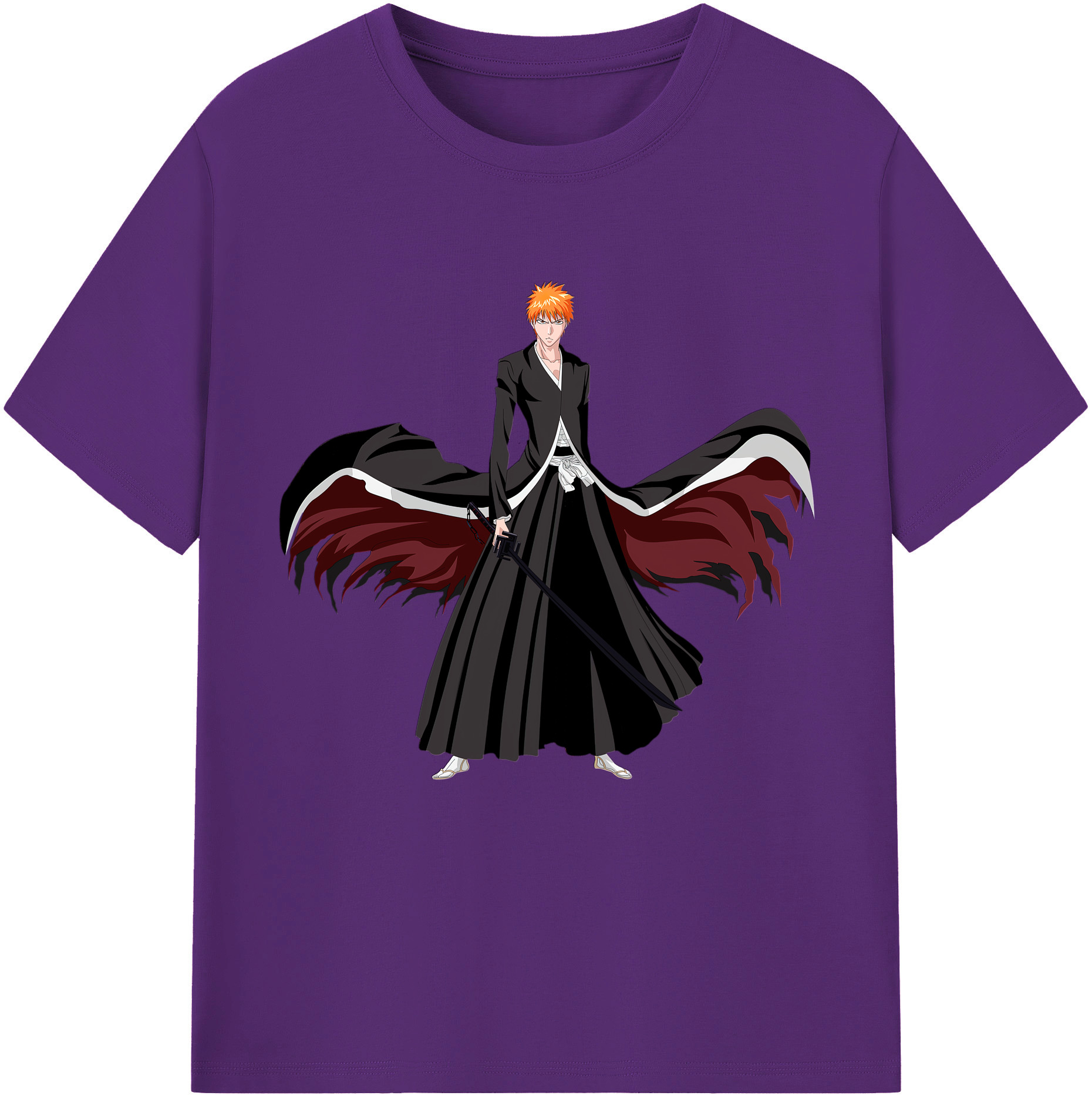 （画像用） ブリーチ 黒崎一護（くろさき いちご）BLEACH Kurosaki Ichigo 綿100％半袖Tシャツ（フロントプリント）