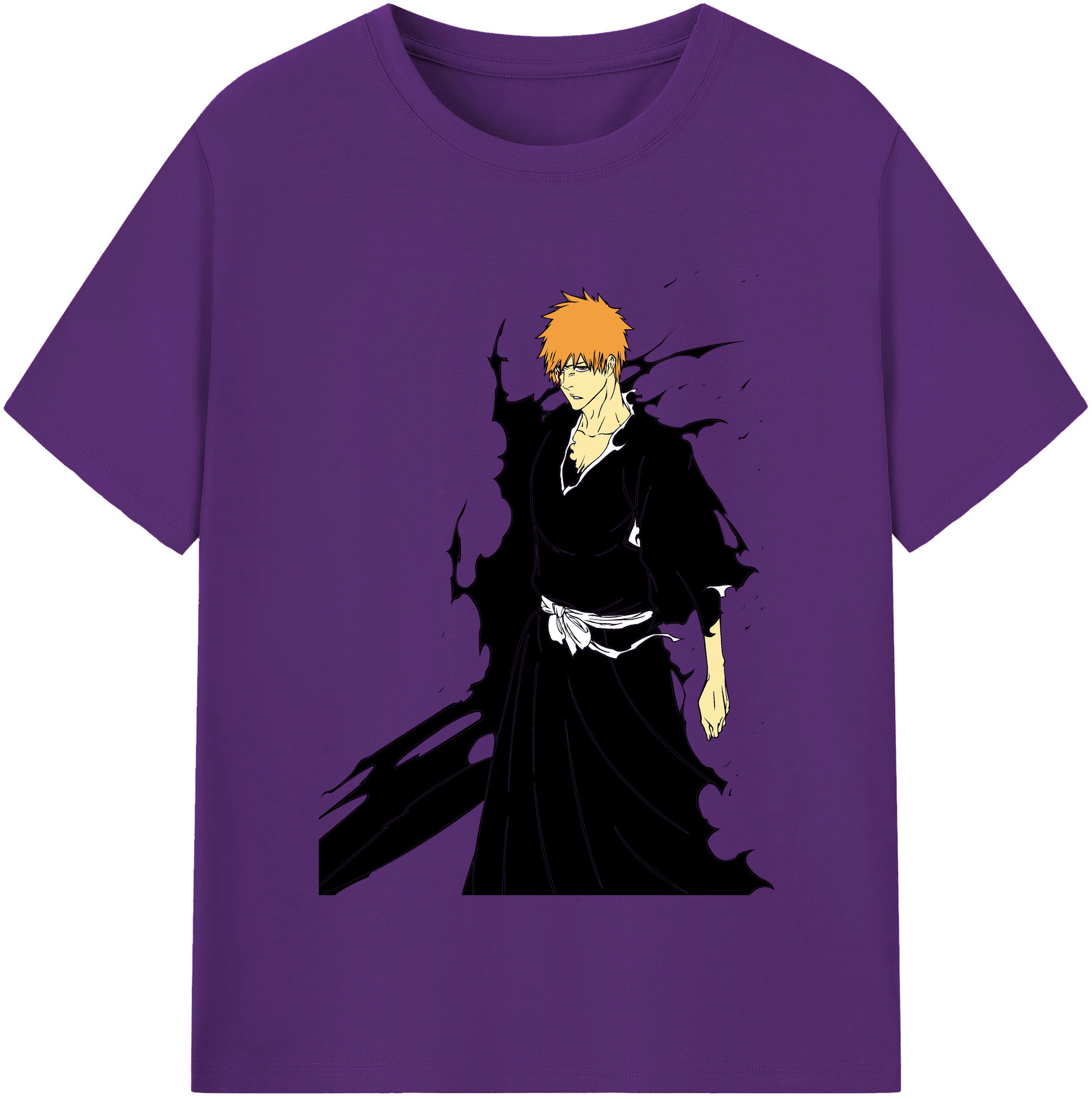 （画像用） ブリーチ 黒崎一護（くろさき いちご）BLEACH Kurosaki Ichigo 綿100％半袖Tシャツ（フロントプリント）