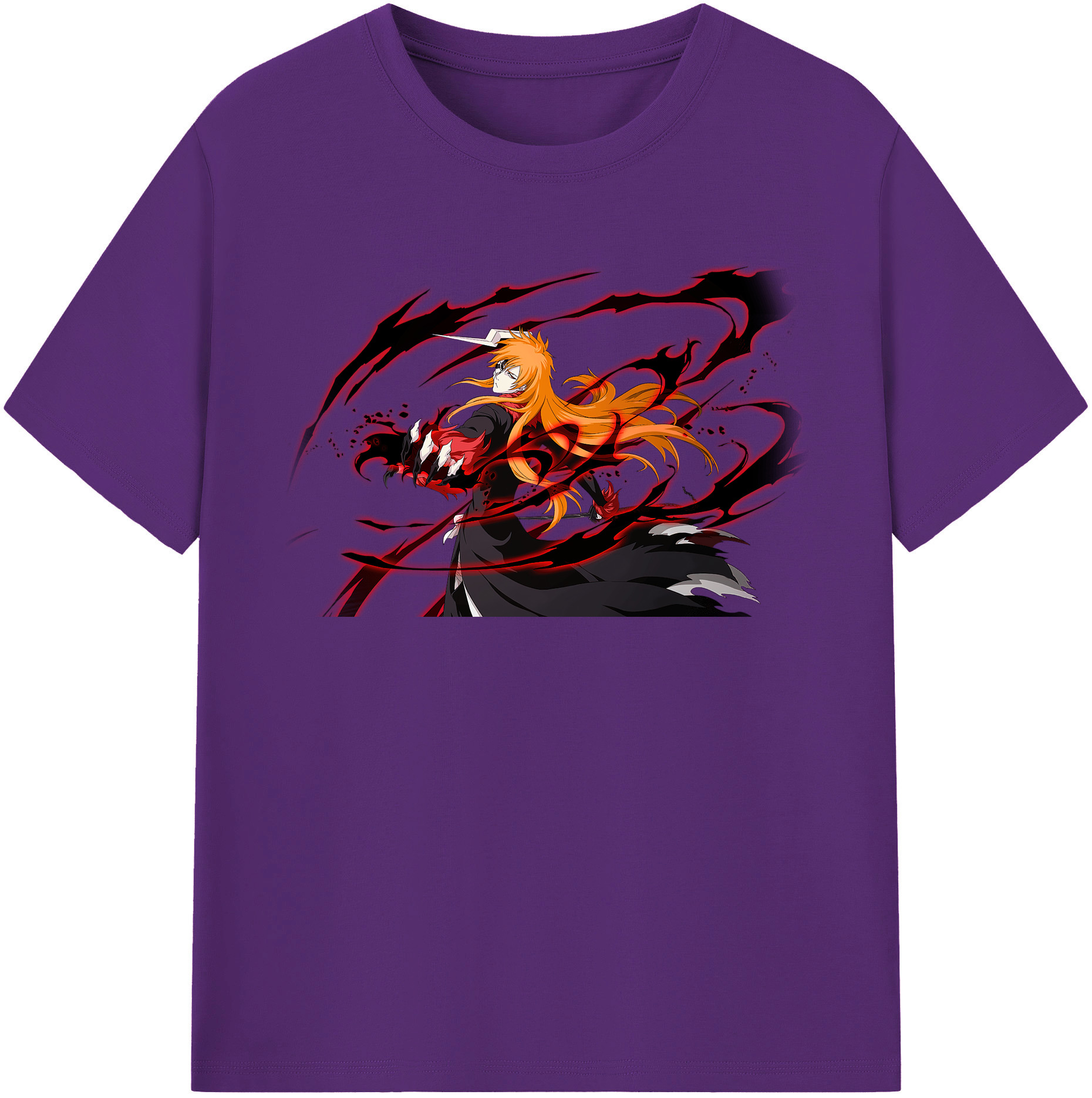 （画像用） ブリーチ 黒崎一護（くろさき いちご）BLEACH Kurosaki Ichigo 綿100％半袖Tシャツ（フロントプリント）