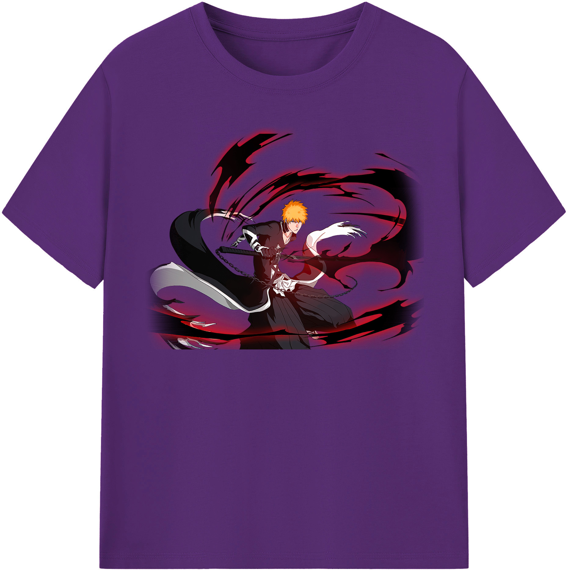 （画像用） ブリーチ 黒崎一護（くろさき いちご）BLEACH Kurosaki Ichigo 綿100％半袖Tシャツ（フロントプリント）