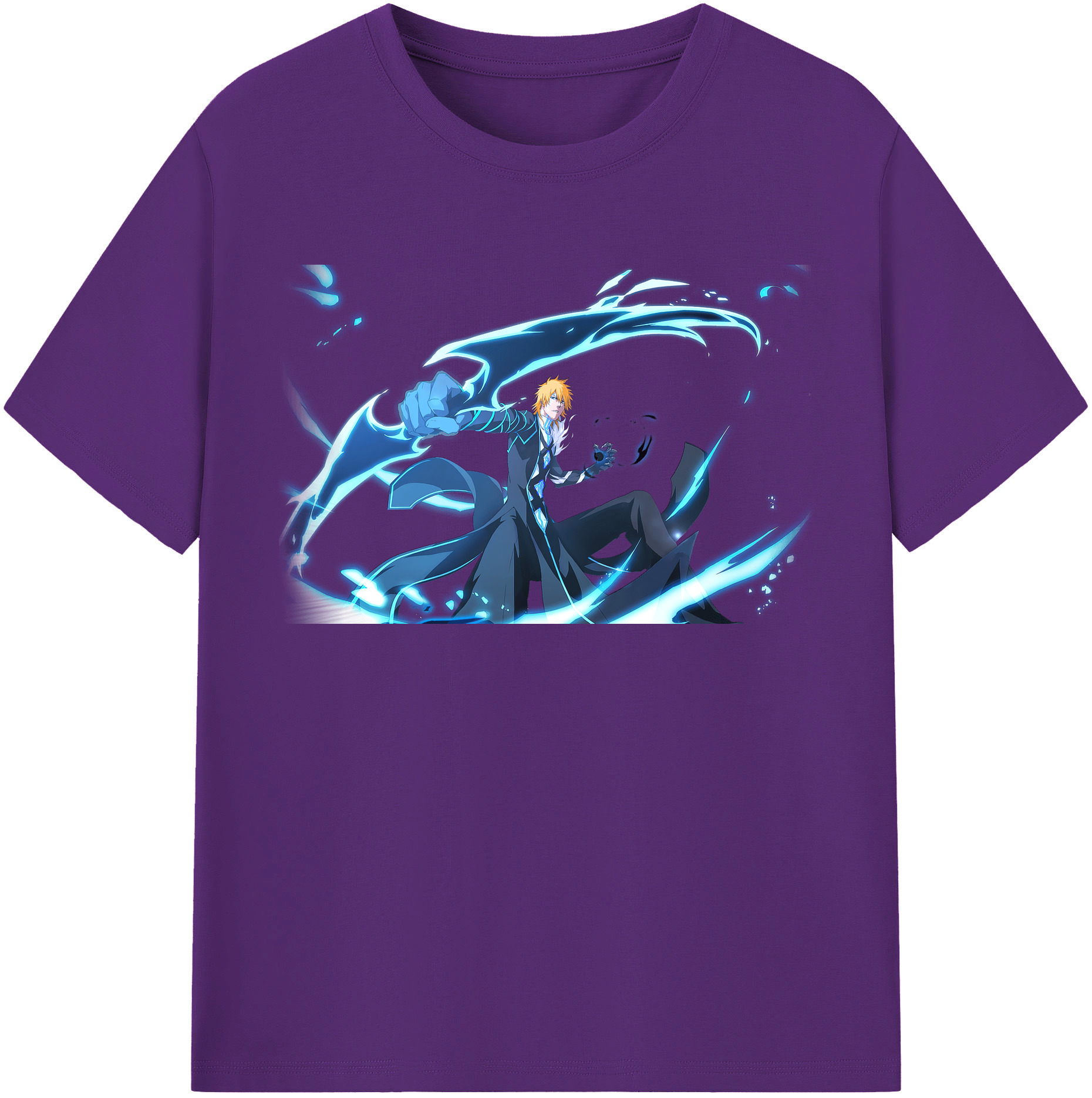 （画像用） ブリーチ 黒崎一護（くろさき いちご）BLEACH Kurosaki Ichigo 綿100％半袖Tシャツ（フロントプリント）