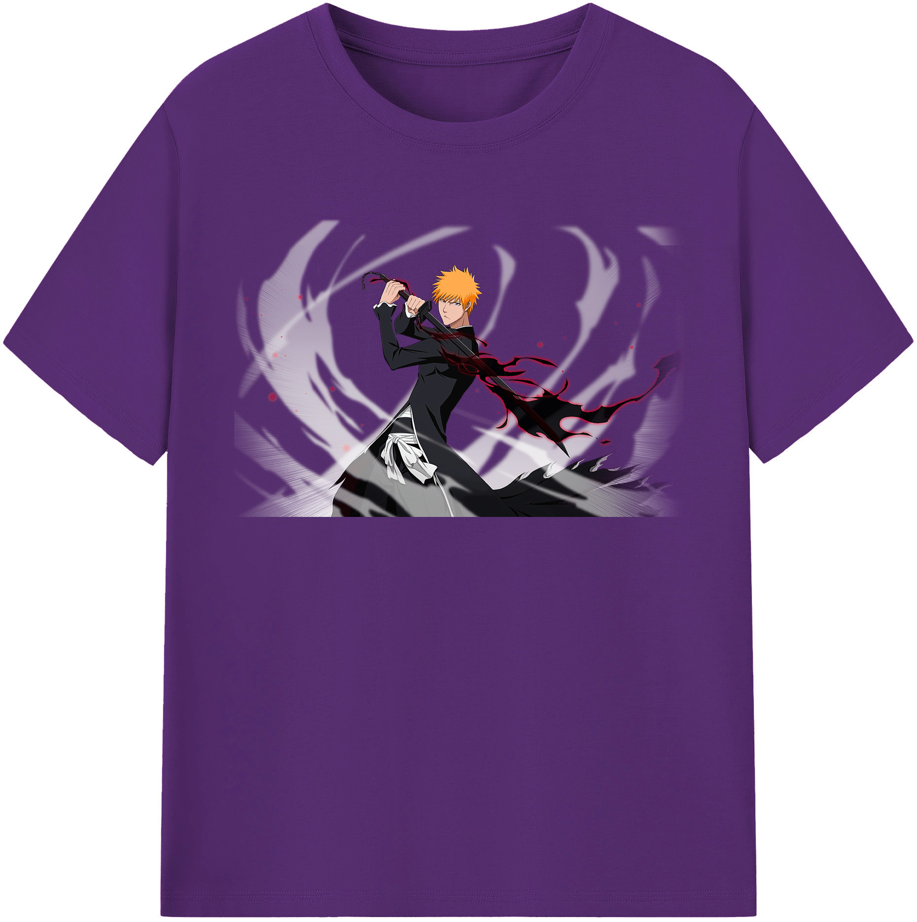 （画像用） ブリーチ 黒崎一護（くろさき いちご）BLEACH Kurosaki Ichigo 綿100％半袖Tシャツ（フロントプリント）