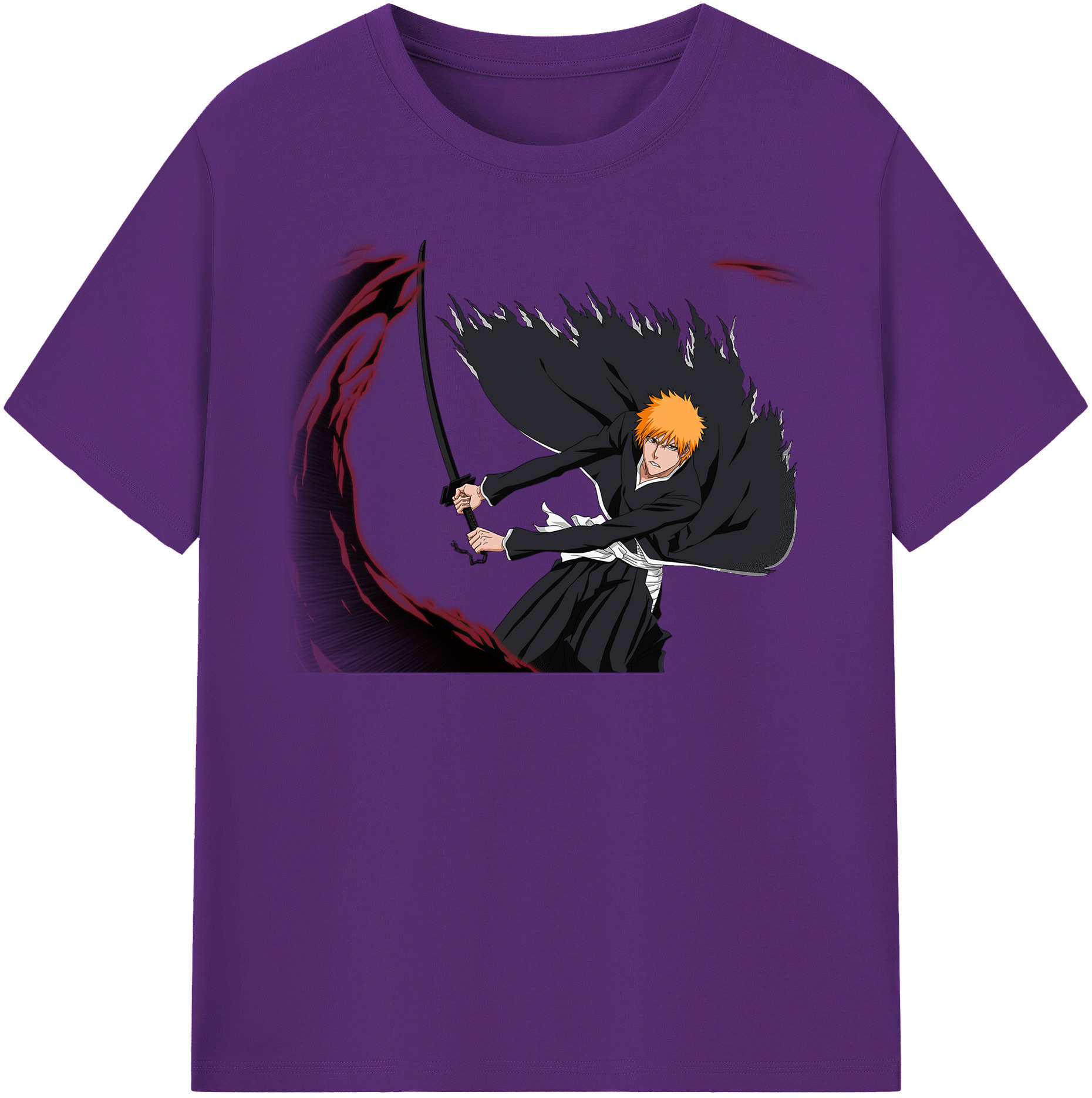 （画像用） ブリーチ 黒崎一護（くろさき いちご）BLEACH Kurosaki Ichigo 綿100％半袖Tシャツ（フロントプリント）