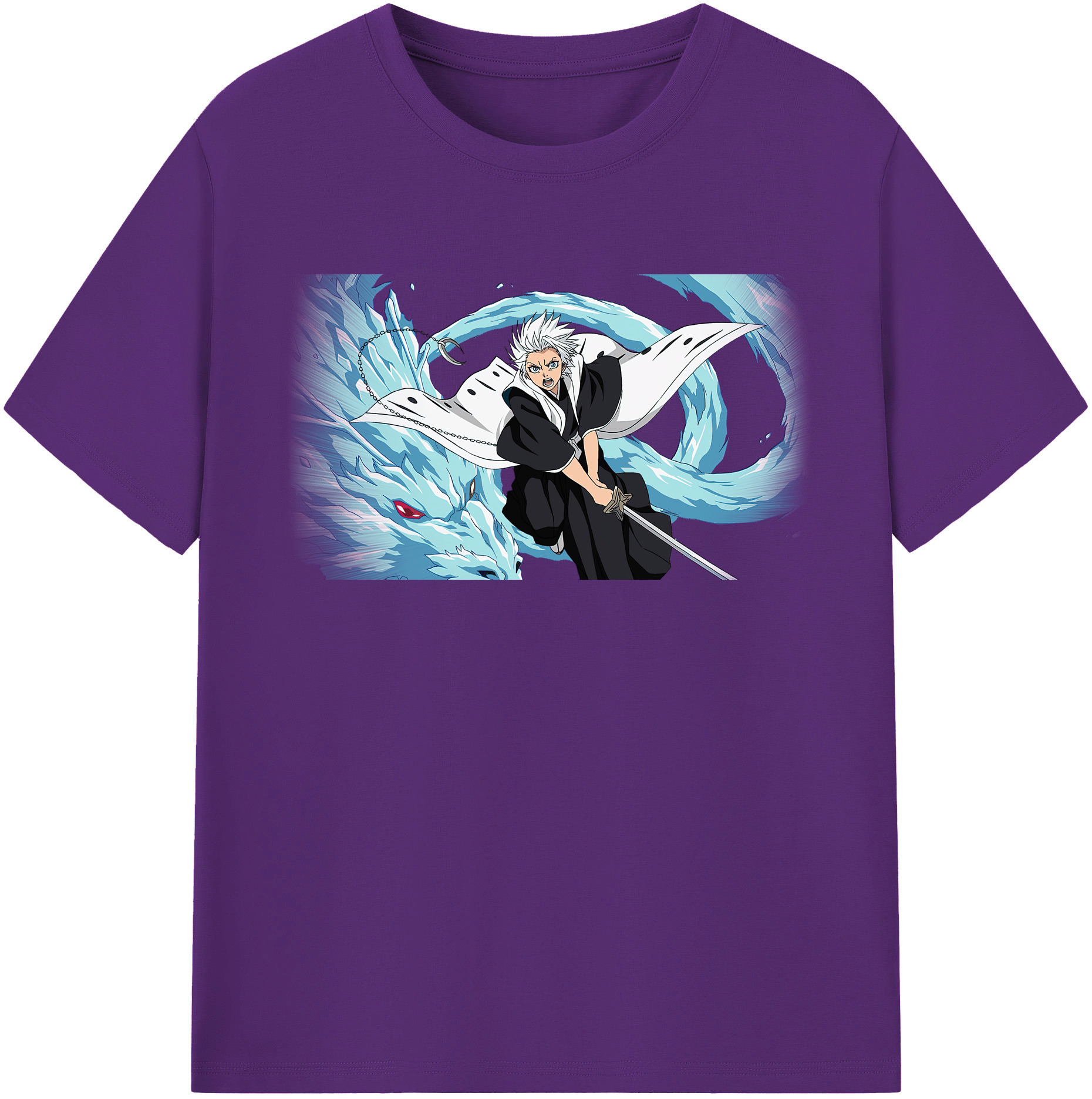（画像用） ブリーチ 日番谷冬獅郎（ひつがや とうしろう） BLEACH Hitsugaya Toushirou 綿100％半袖Tシャツ（フロントプリント）