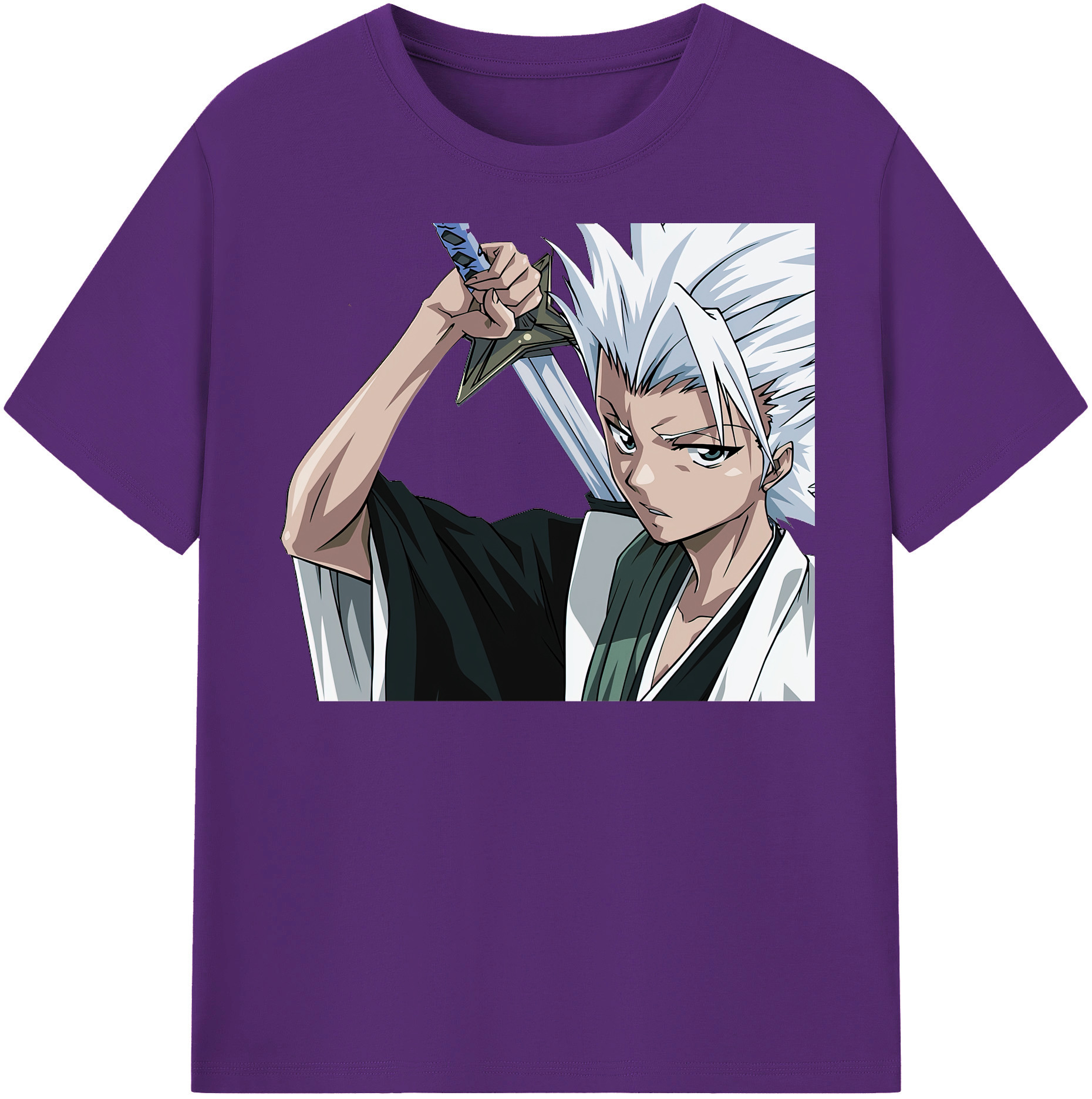 （画像用） ブリーチ 日番谷冬獅郎（ひつがや とうしろう） BLEACH Hitsugaya Toushirou 綿100％半袖Tシャツ（フロントプリント）