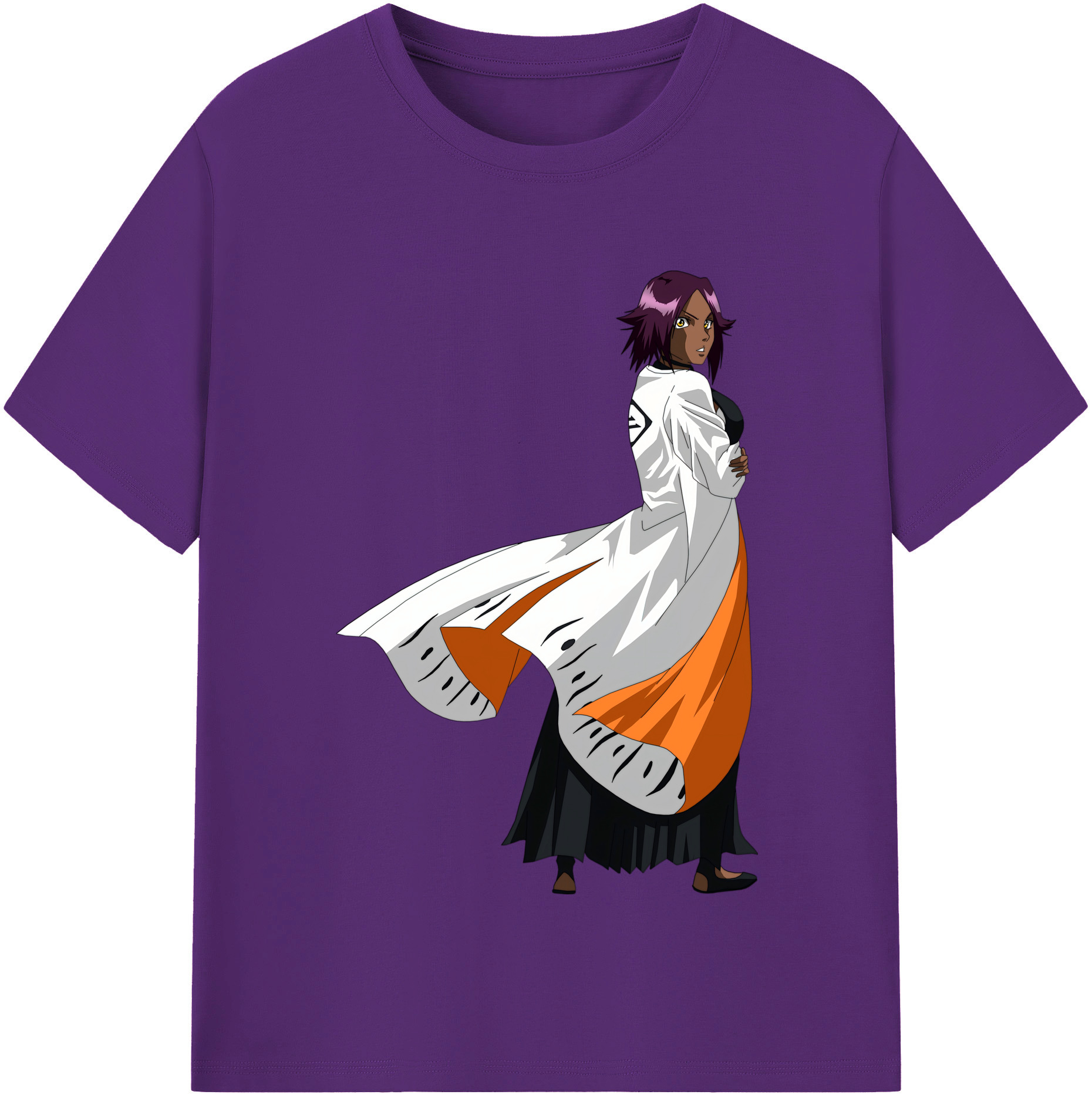 （画像用） ブリーチ 四楓院 夜一（しほういん よるいち） BLEACH Shihouin Yoruichi 綿100％半袖Tシャツ（フロントプリント）