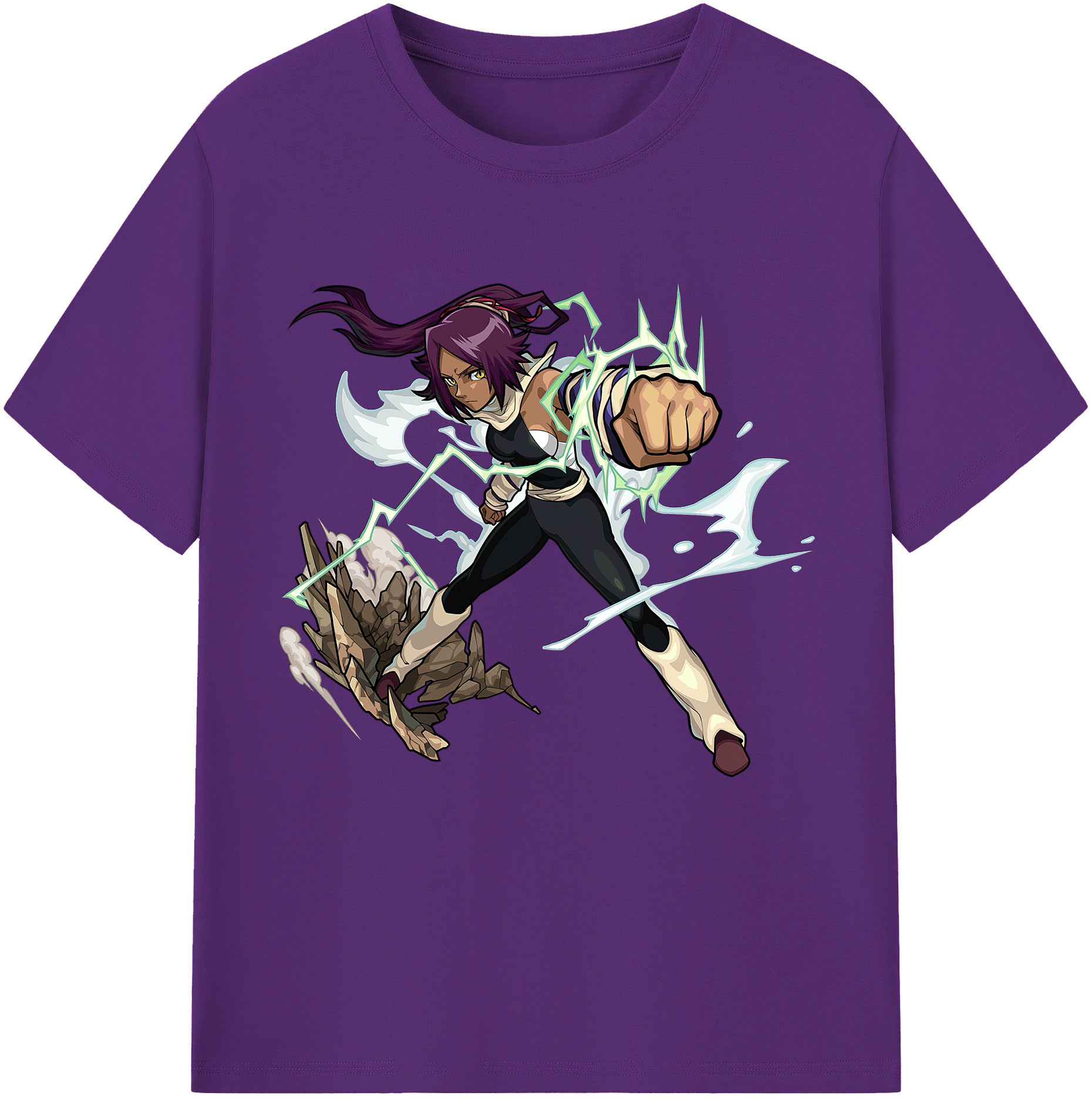 （画像用） ブリーチ 四楓院 夜一（しほういん よるいち） BLEACH Shihouin Yoruichi 綿100％半袖Tシャツ（フロントプリント）