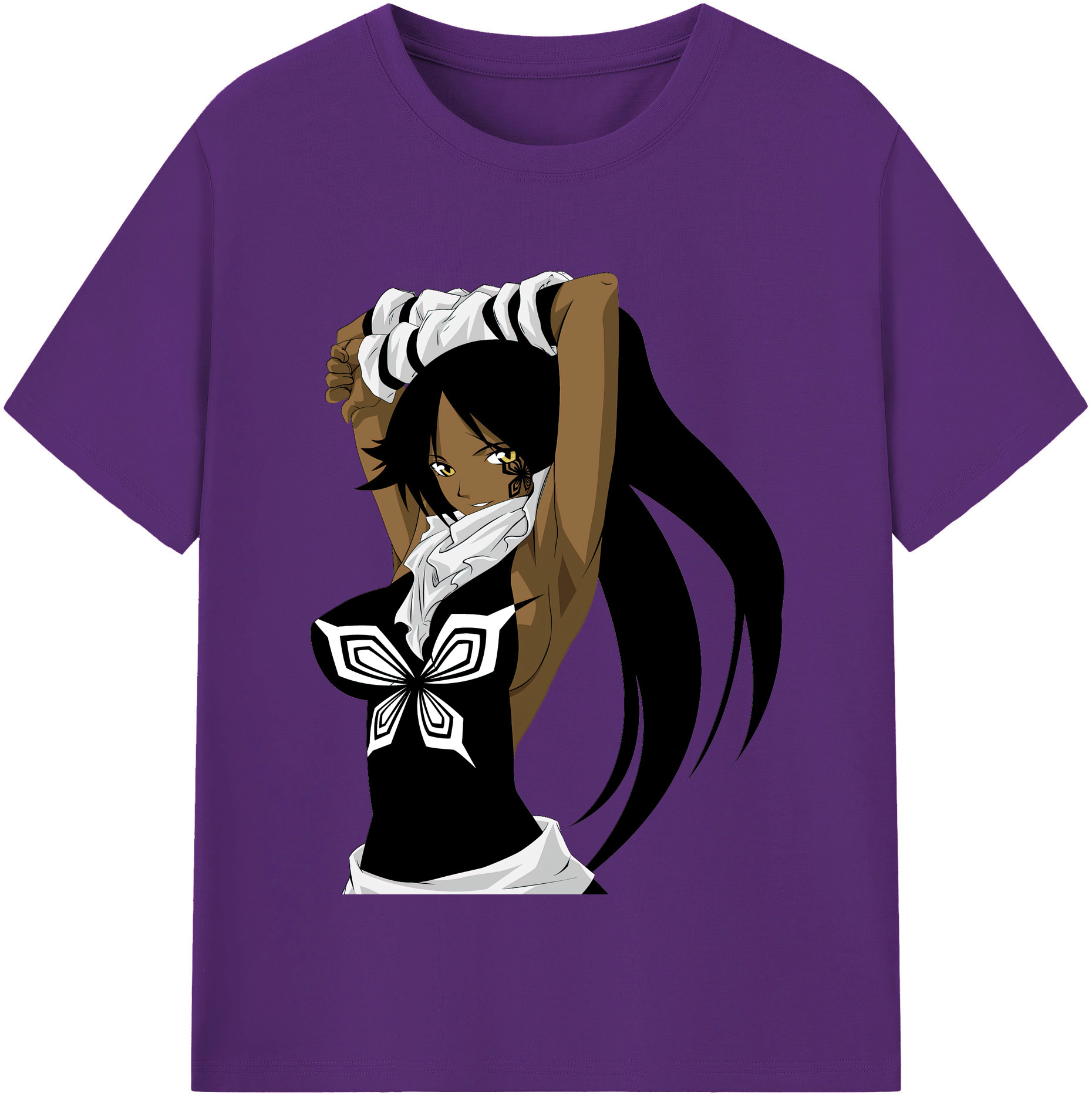 （画像用） ブリーチ 四楓院 夜一（しほういん よるいち） BLEACH Shihouin Yoruichi 綿100％半袖Tシャツ（フロントプリント）