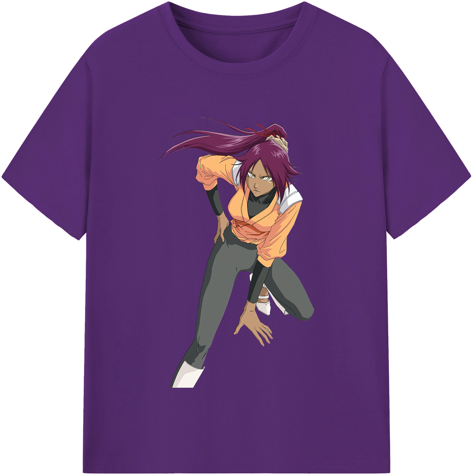 （画像用） ブリーチ 四楓院 夜一（しほういん よるいち） BLEACH Shihouin Yoruichi 綿100％半袖Tシャツ（フロントプリント）