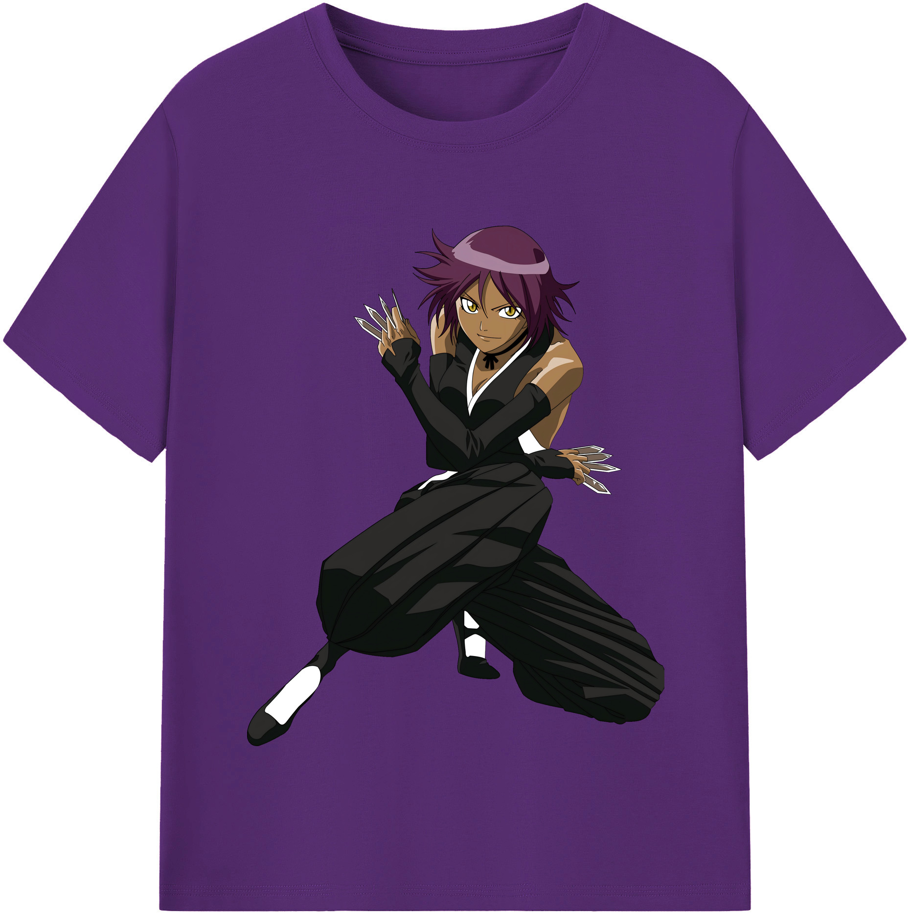 （画像用） ブリーチ 四楓院 夜一（しほういん よるいち） BLEACH Shihouin Yoruichi 綿100％半袖Tシャツ（フロントプリント）