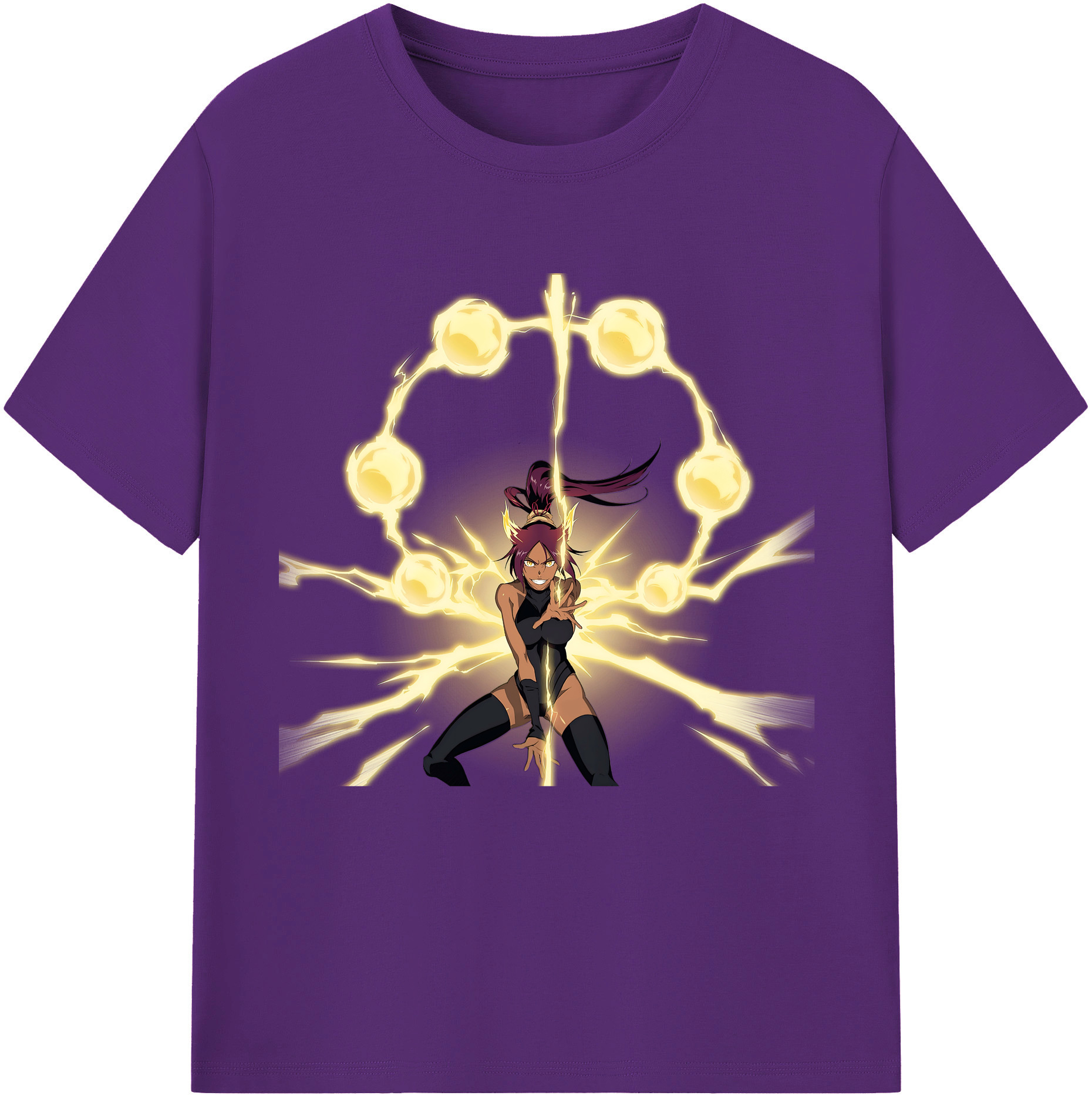 （画像用） ブリーチ 四楓院 夜一（しほういん よるいち） BLEACH Shihouin Yoruichi 綿100％半袖Tシャツ（フロントプリント）