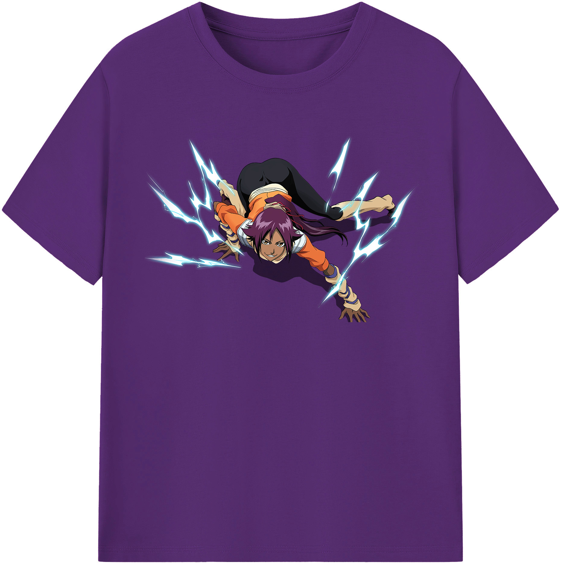 （画像用） ブリーチ 四楓院 夜一（しほういん よるいち） BLEACH Shihouin Yoruichi 綿100％半袖Tシャツ（フロントプリント）