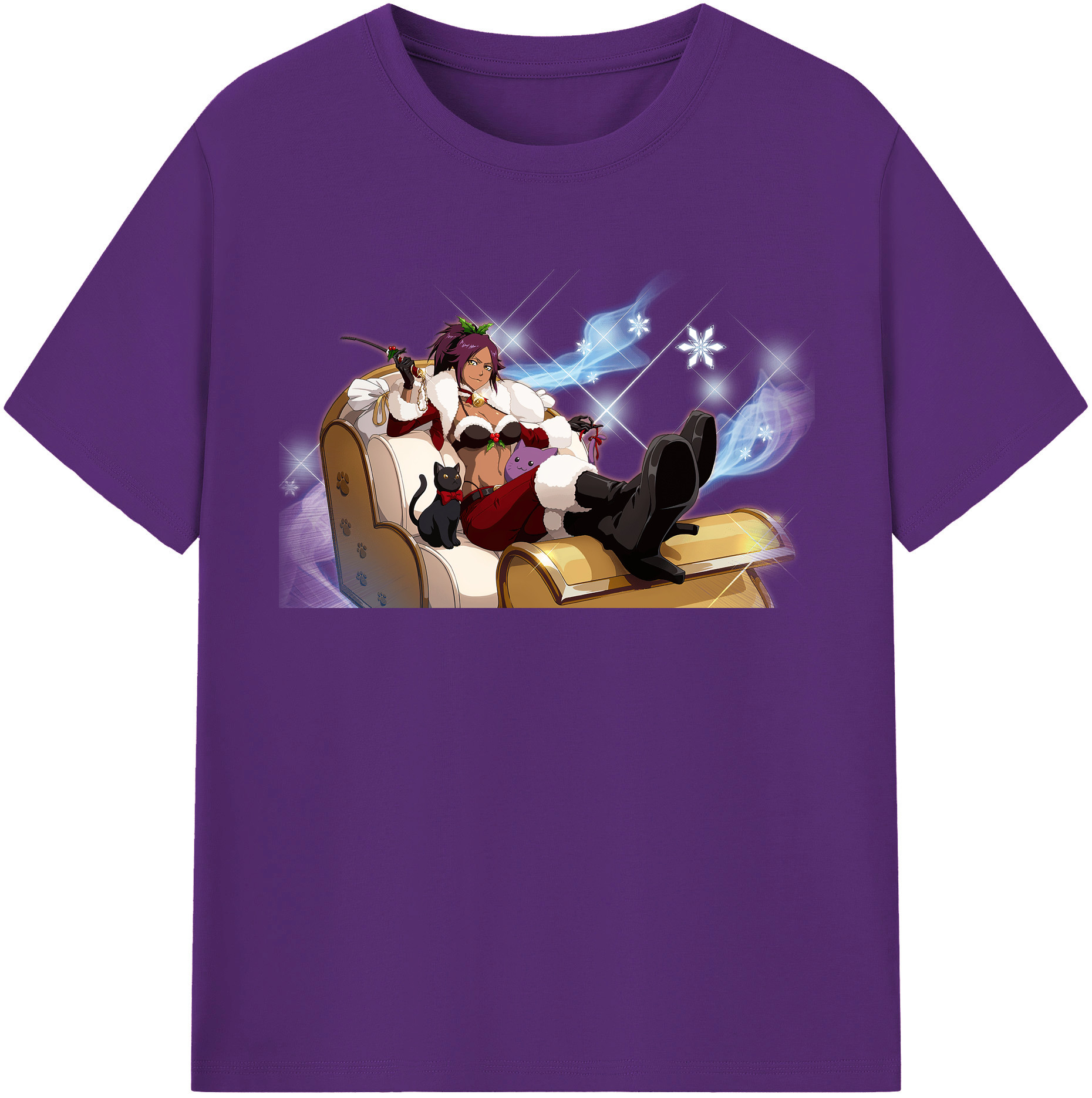 （画像用） ブリーチ 四楓院 夜一（しほういん よるいち） BLEACH Shihouin Yoruichi 綿100％半袖Tシャツ（フロントプリント）