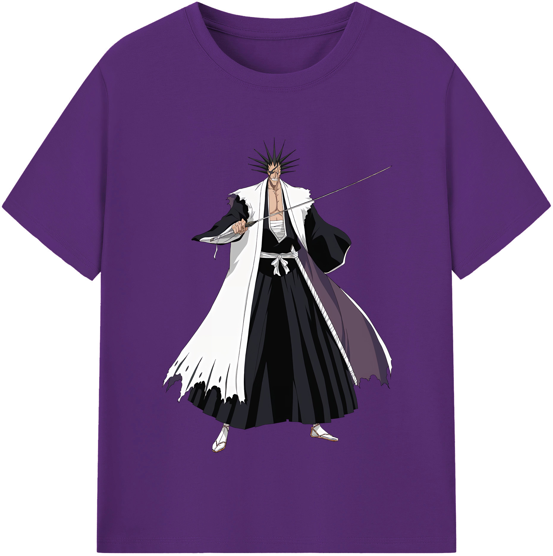 （画像用） ブリーチ ざらき けんぱち BLEACH Zaraki Kenpachi 綿100％半袖Tシャツ（フロントプリント）