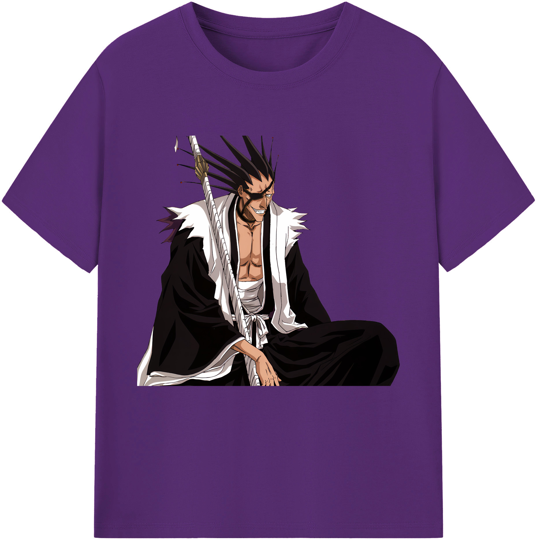 （画像用） ブリーチ ざらき けんぱち BLEACH Zaraki Kenpachi 綿100％半袖Tシャツ（フロントプリント）