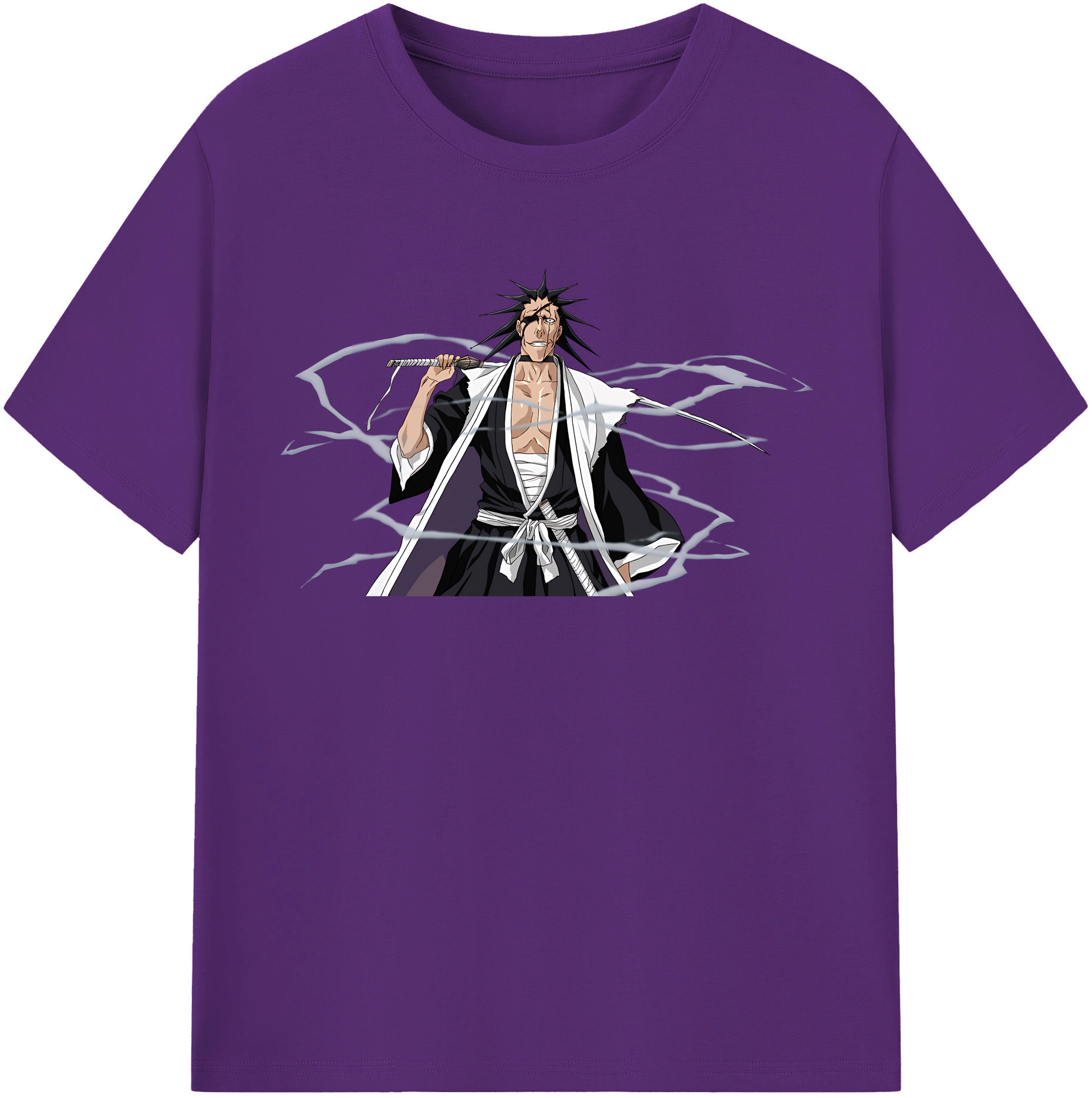 （画像用） ブリーチ ざらき けんぱち BLEACH Zaraki Kenpachi 綿100％半袖Tシャツ（フロントプリント）