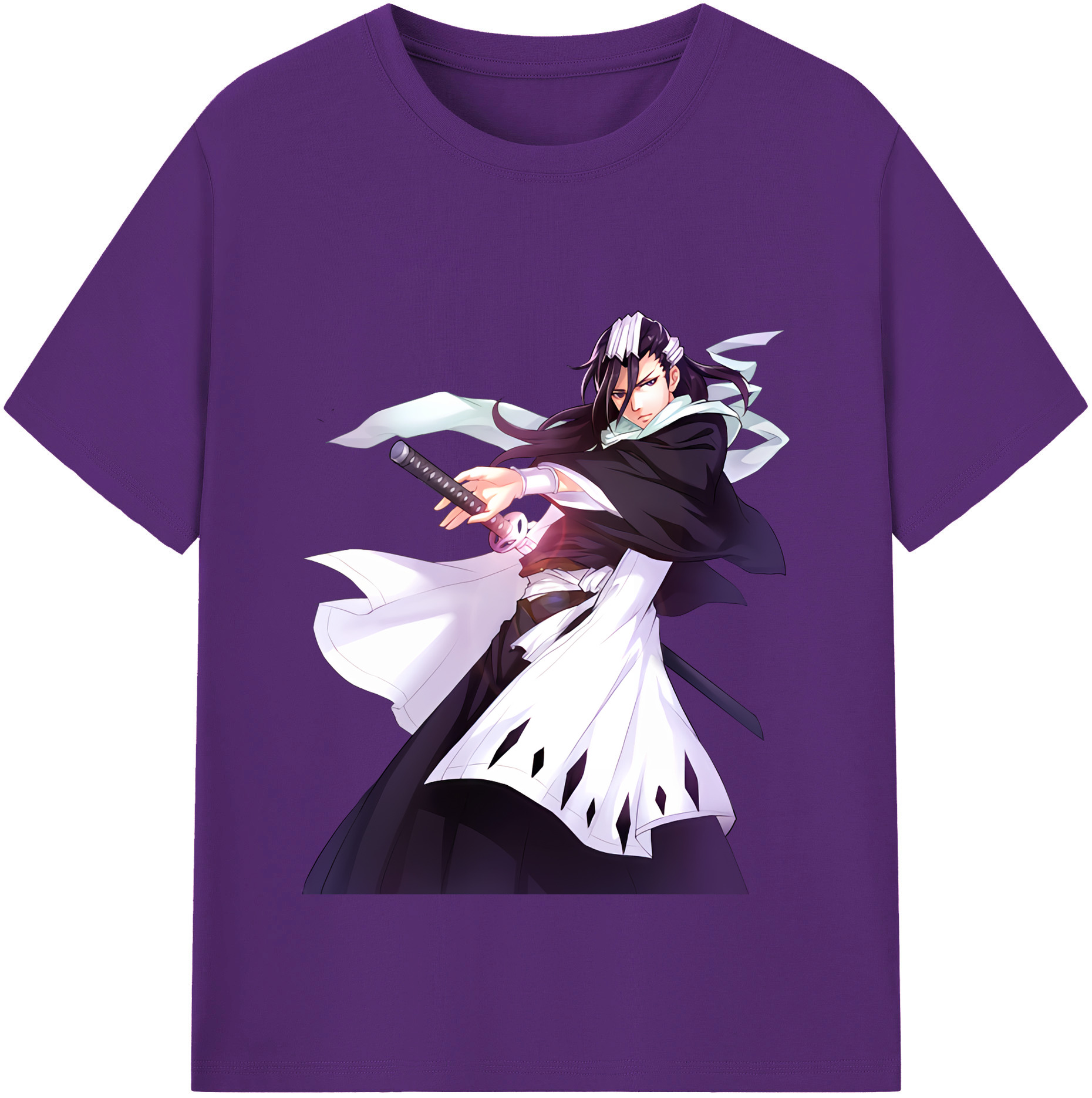 （画像用） ブリーチ くちき びゃくや BLEACH Kuchiki Byakuya 綿100％半袖Tシャツ（フロントプリント）