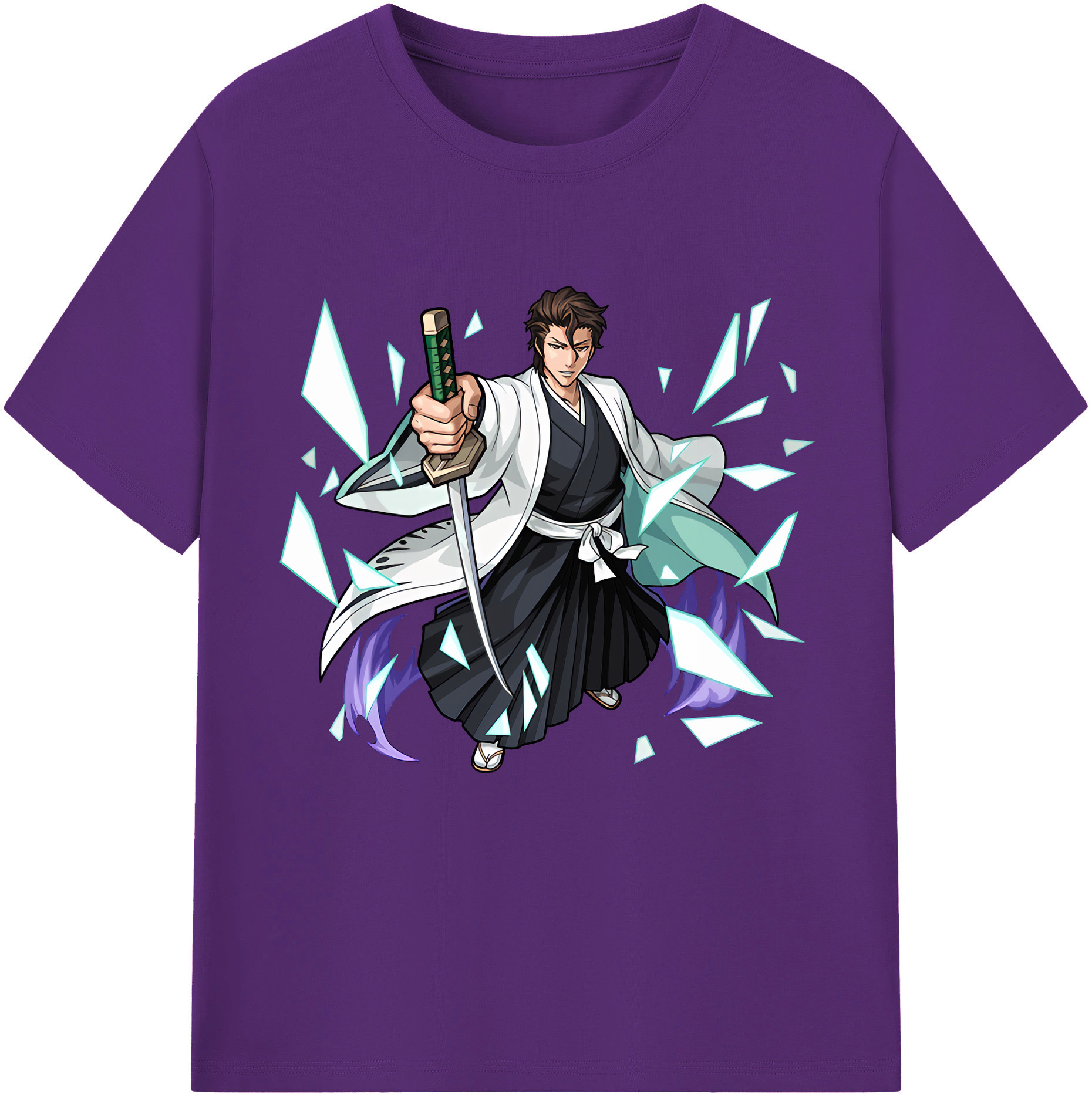 （画像用） ブリーチ 藍染 惣右介（あいぜん そうすけ） BLEACH Aizen Sousuke 綿100％半袖Tシャツ（フロントプリント）