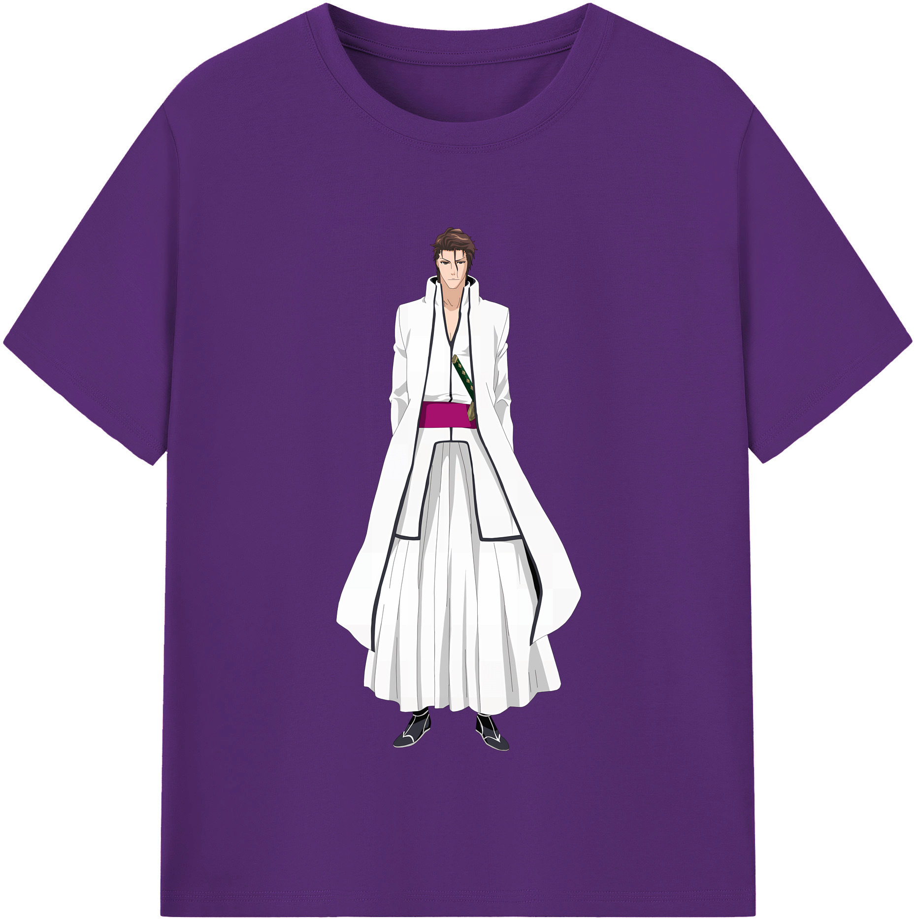 （画像用） ブリーチ 藍染 惣右介（あいぜん そうすけ） BLEACH Aizen Sousuke 綿100％半袖Tシャツ（フロントプリント）